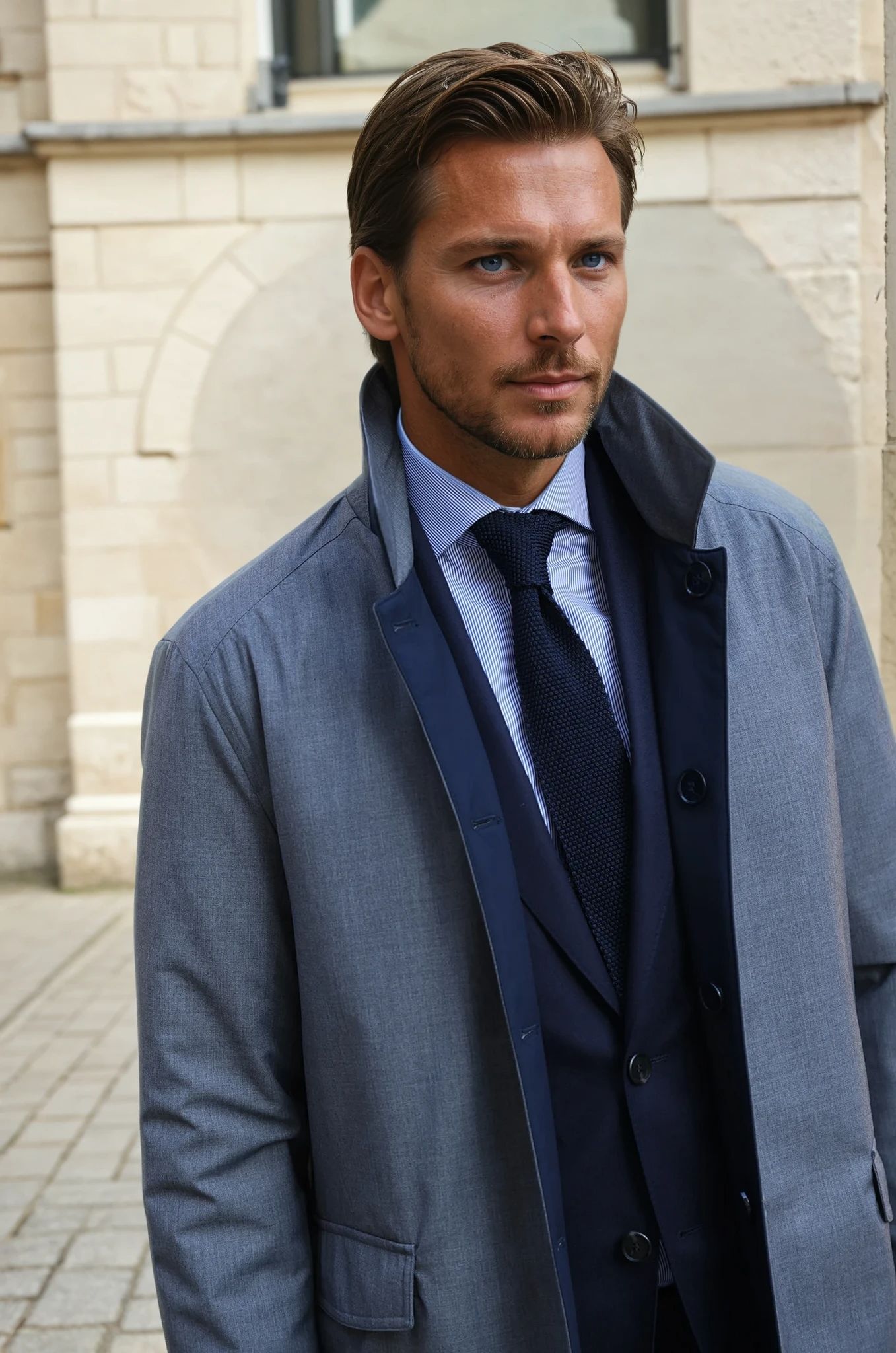Stanley Reversible Raincoat - Navy / Grey