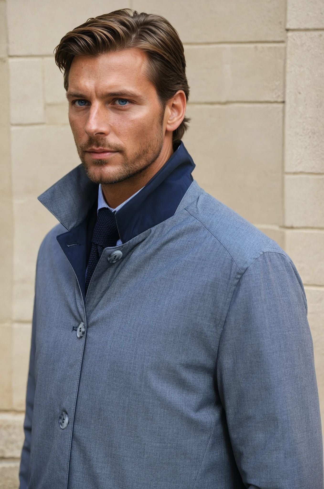 Stanley Reversible Raincoat - Navy / Grey