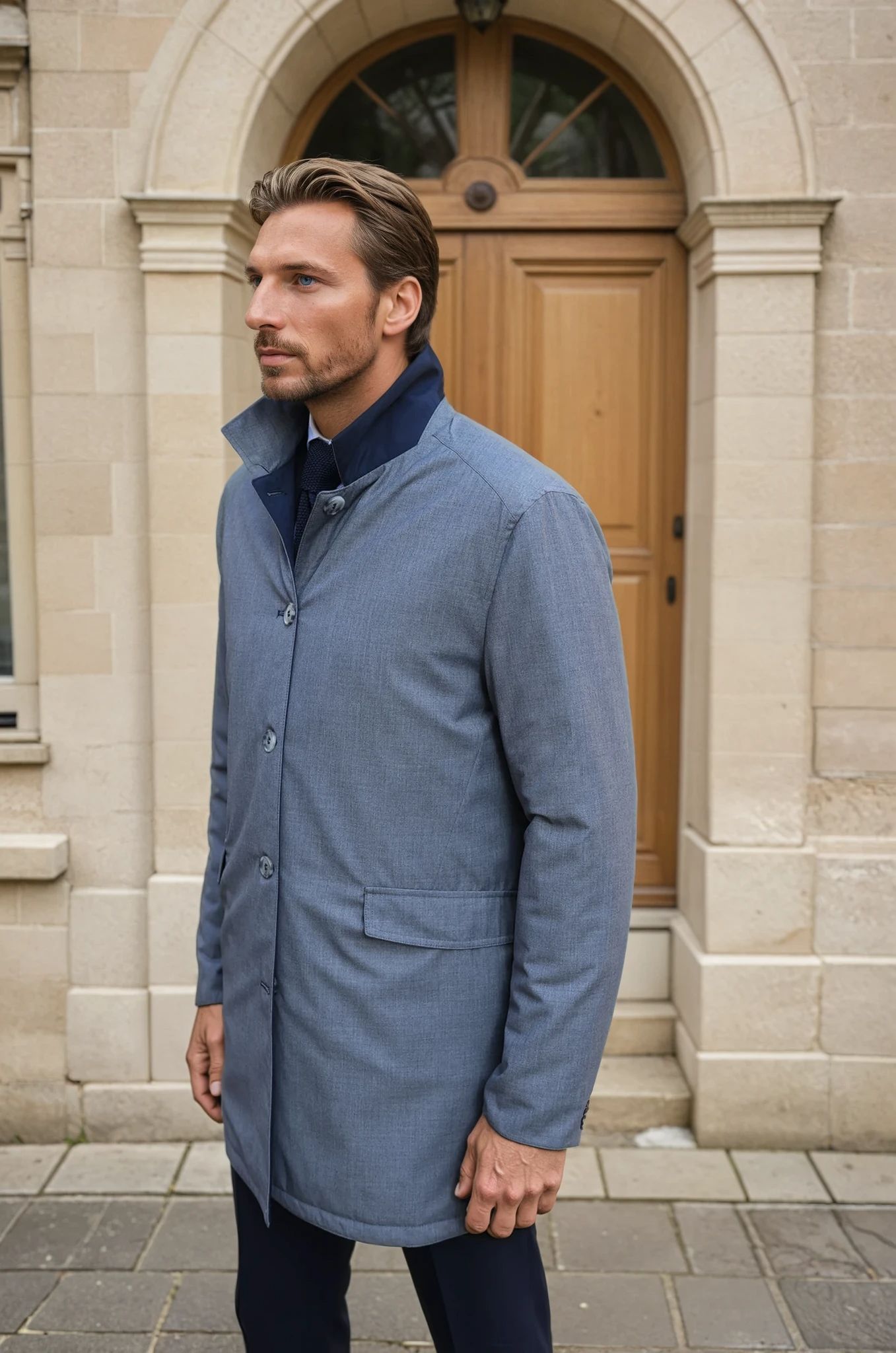 Stanley Reversible Raincoat - Navy / Grey