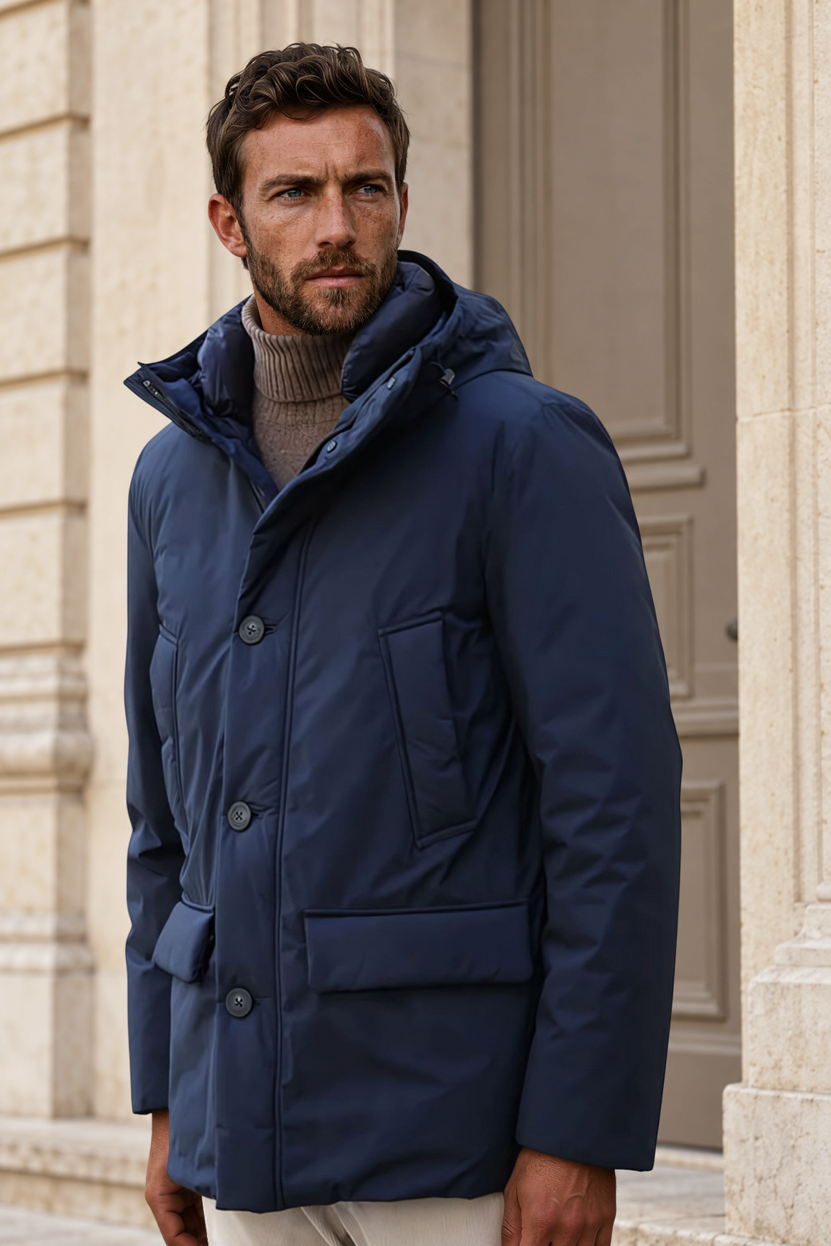 Arctic Parka Woolrich Cloud avec capuche - Melton Blue-MANTEAU HOMME-Curling-Paris