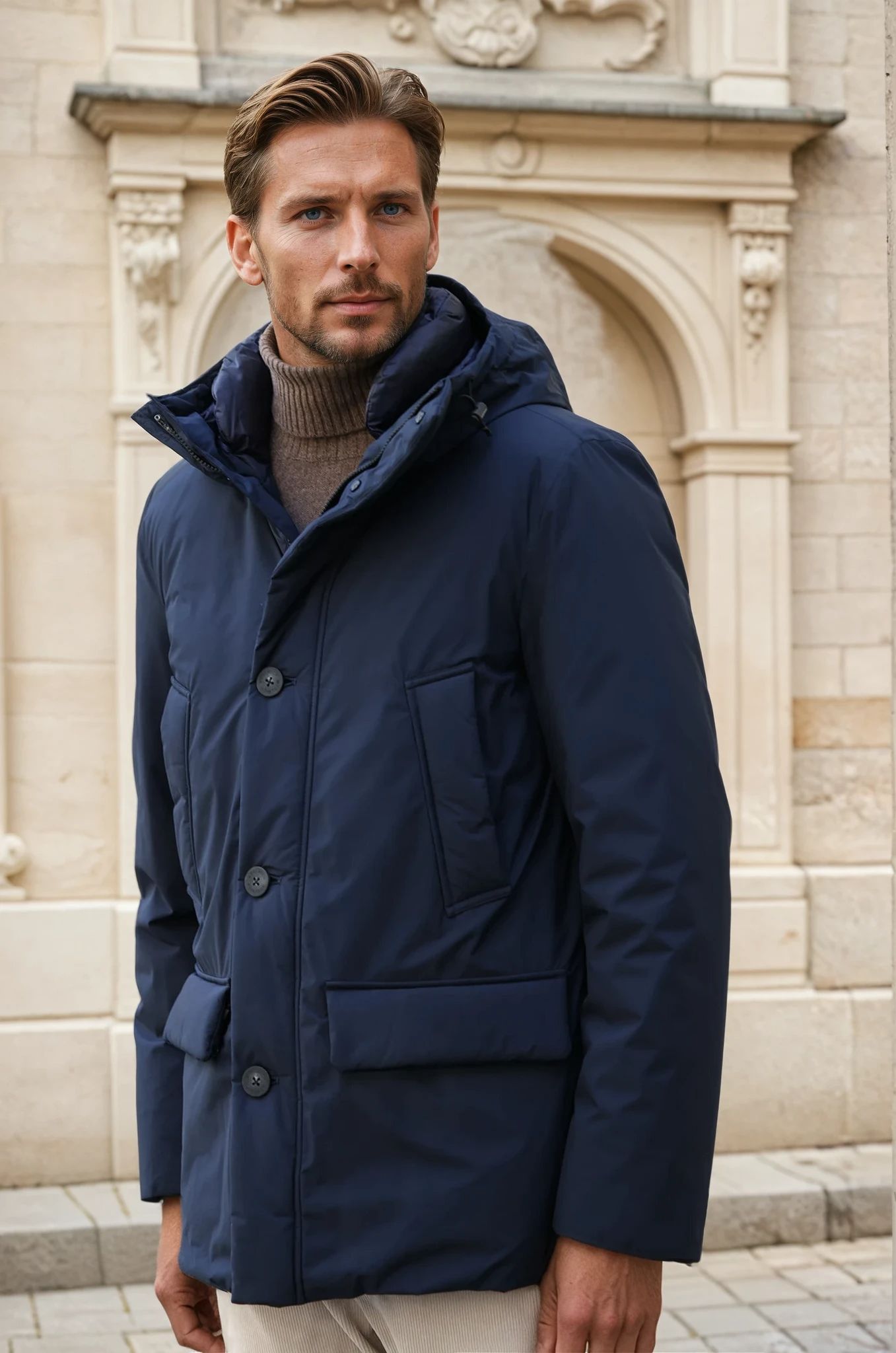 Arctic Parka Woolrich Cloud avec capuche - Melton Blue-MANTEAU HOMME-Curling-Paris