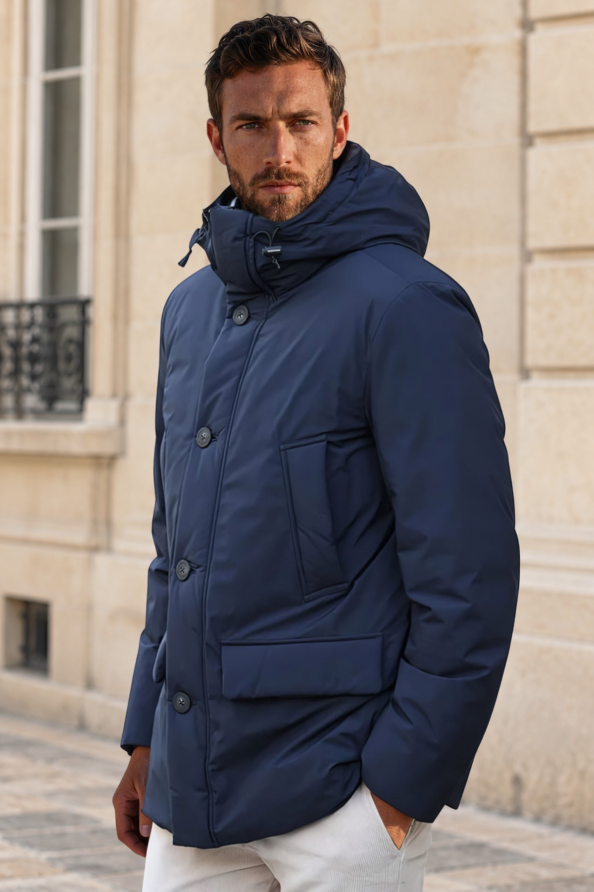 Arctic Parka Woolrich Cloud avec capuche - Melton Blue-MANTEAU HOMME-Curling-Paris