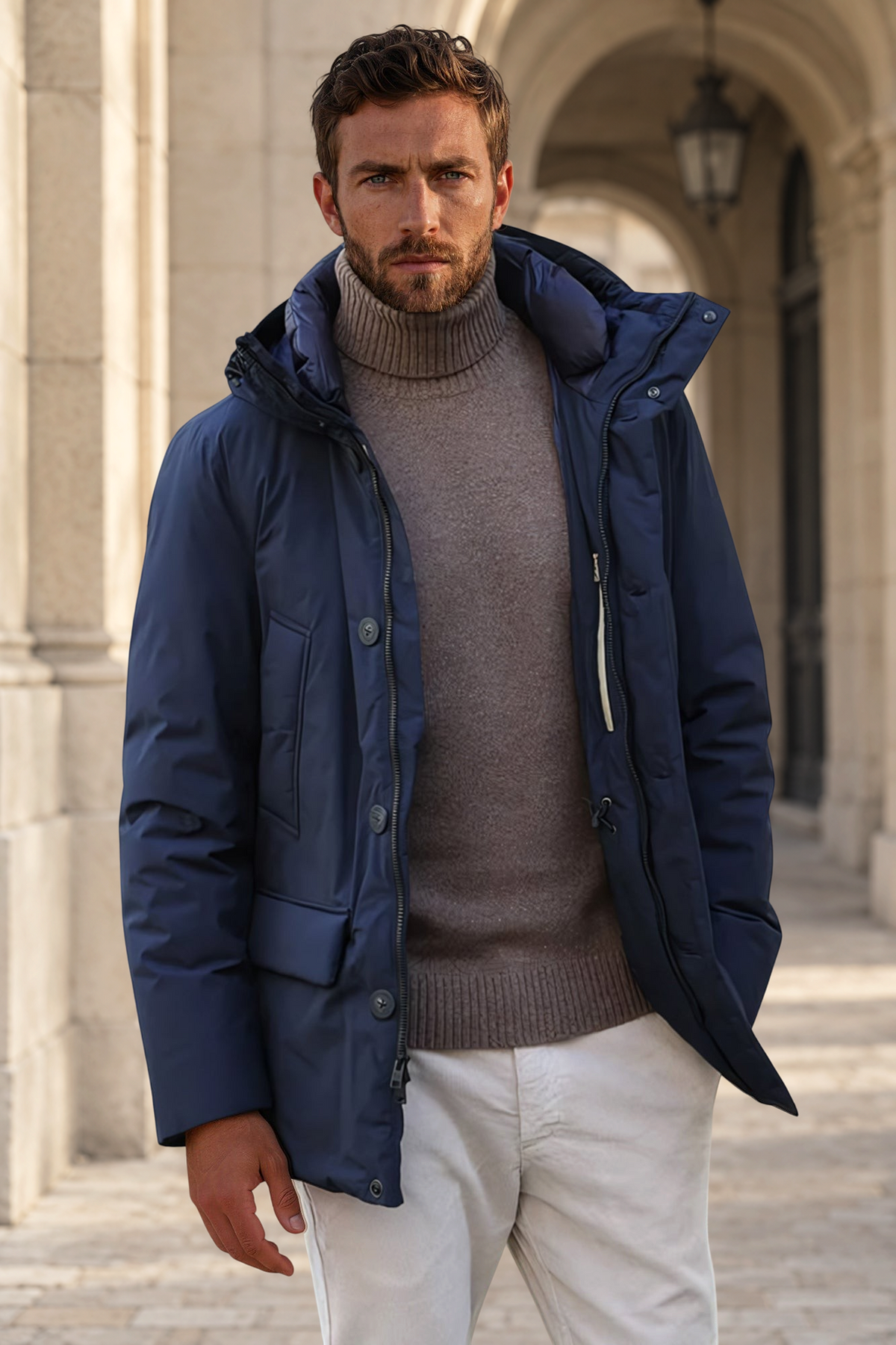 Arctic Parka Woolrich Cloud avec capuche - Melton Blue-MANTEAU HOMME-Curling-Paris