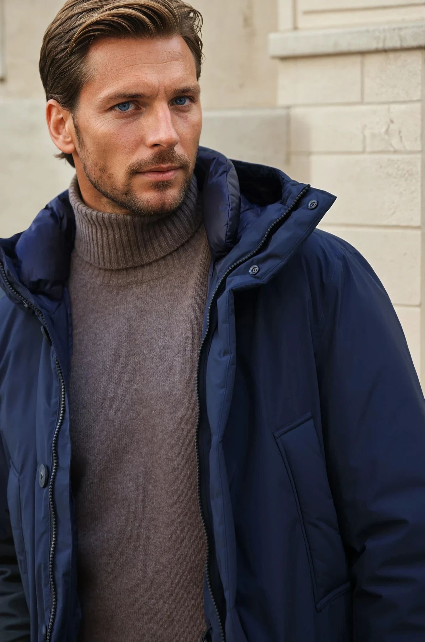 Arctic Parka Woolrich Cloud avec capuche - Melton Blue-MANTEAU HOMME-Curling-Paris