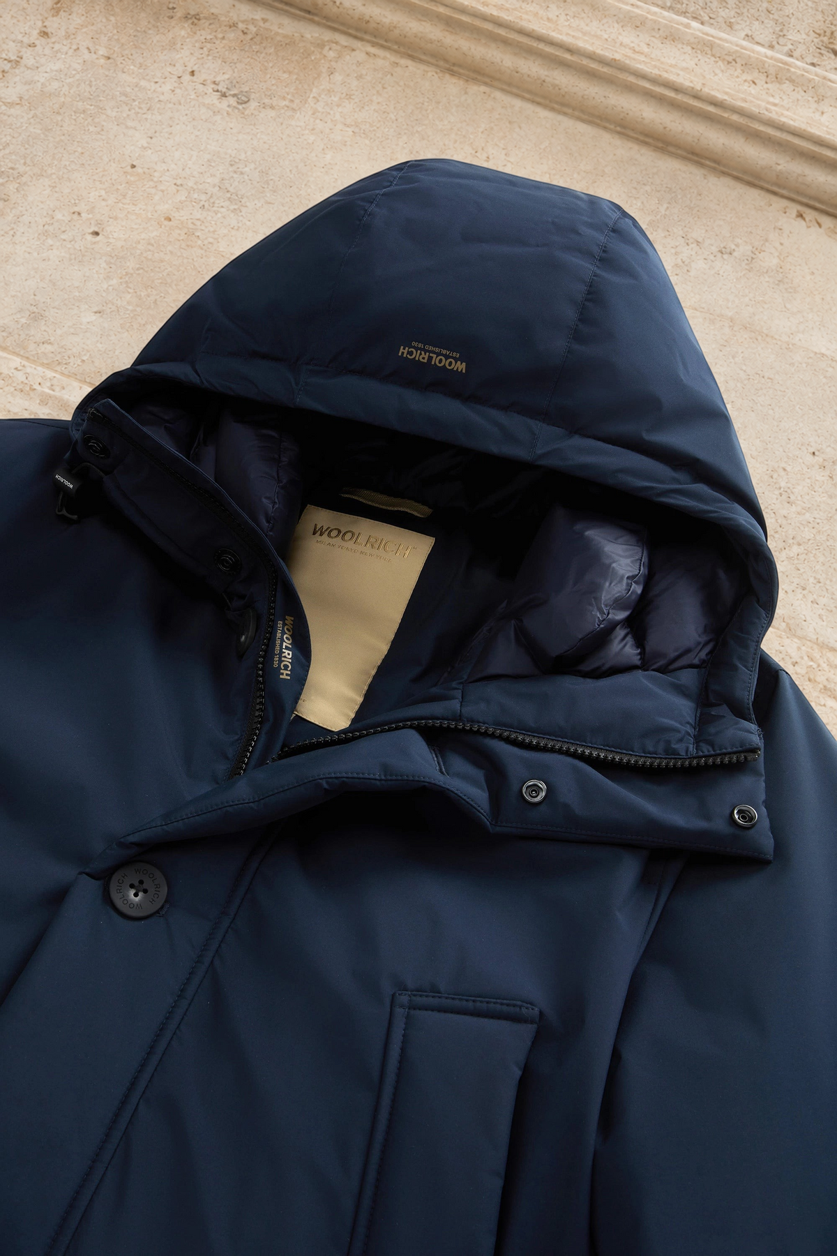 Arctic Parka Woolrich Cloud avec capuche - Melton Blue-MANTEAU HOMME-Curling-Paris