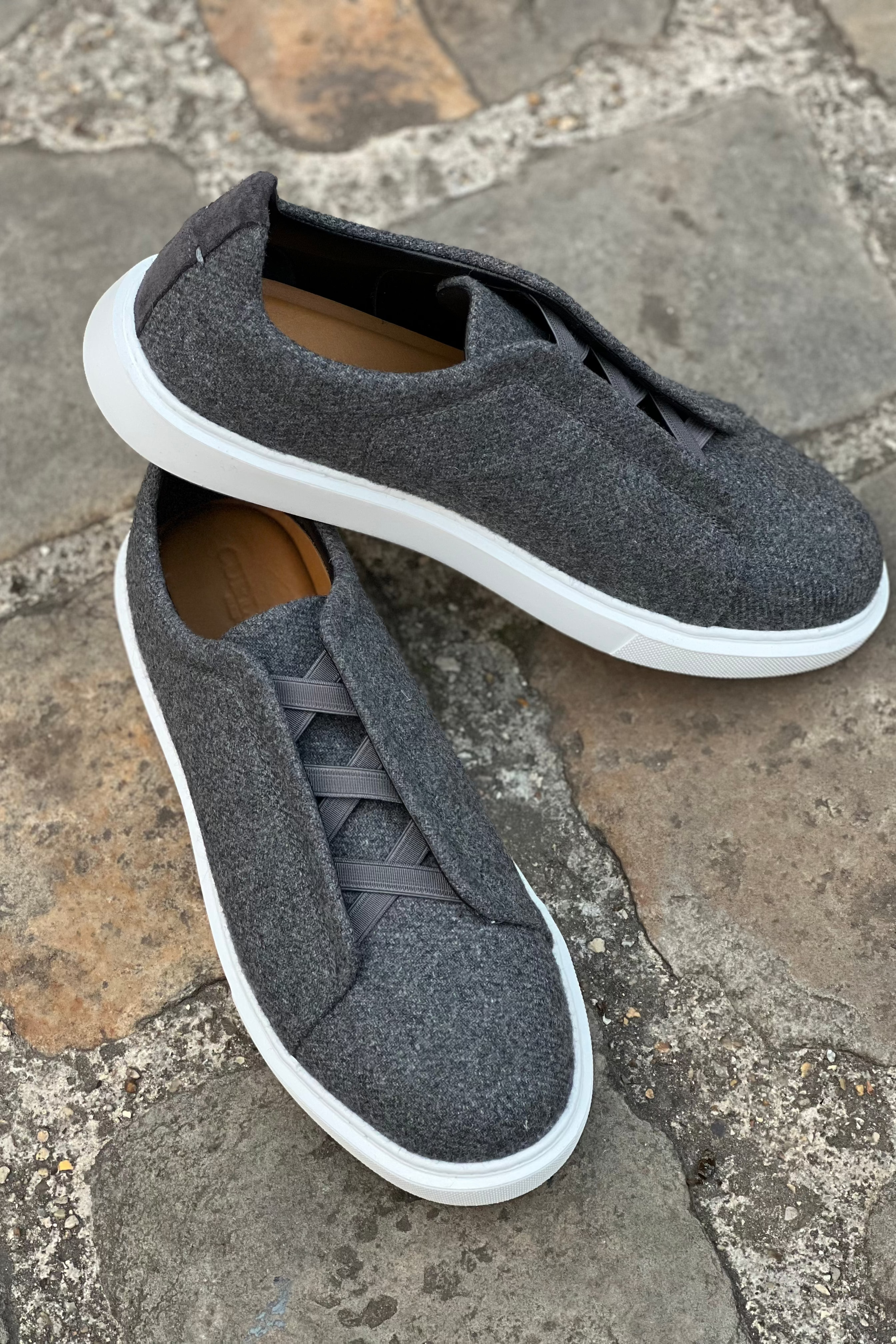 Basket Lugano en flanelle - Gris-CHAUSSURES HOMME-Curling-Paris