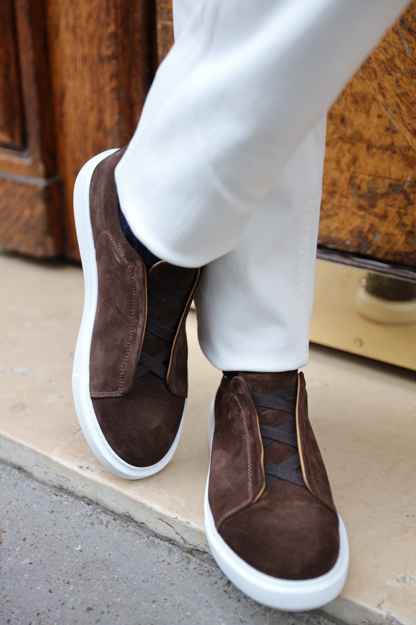 Basket Lugano en nubuck - Marron-CHAUSSURES HOMME-Curling-Paris