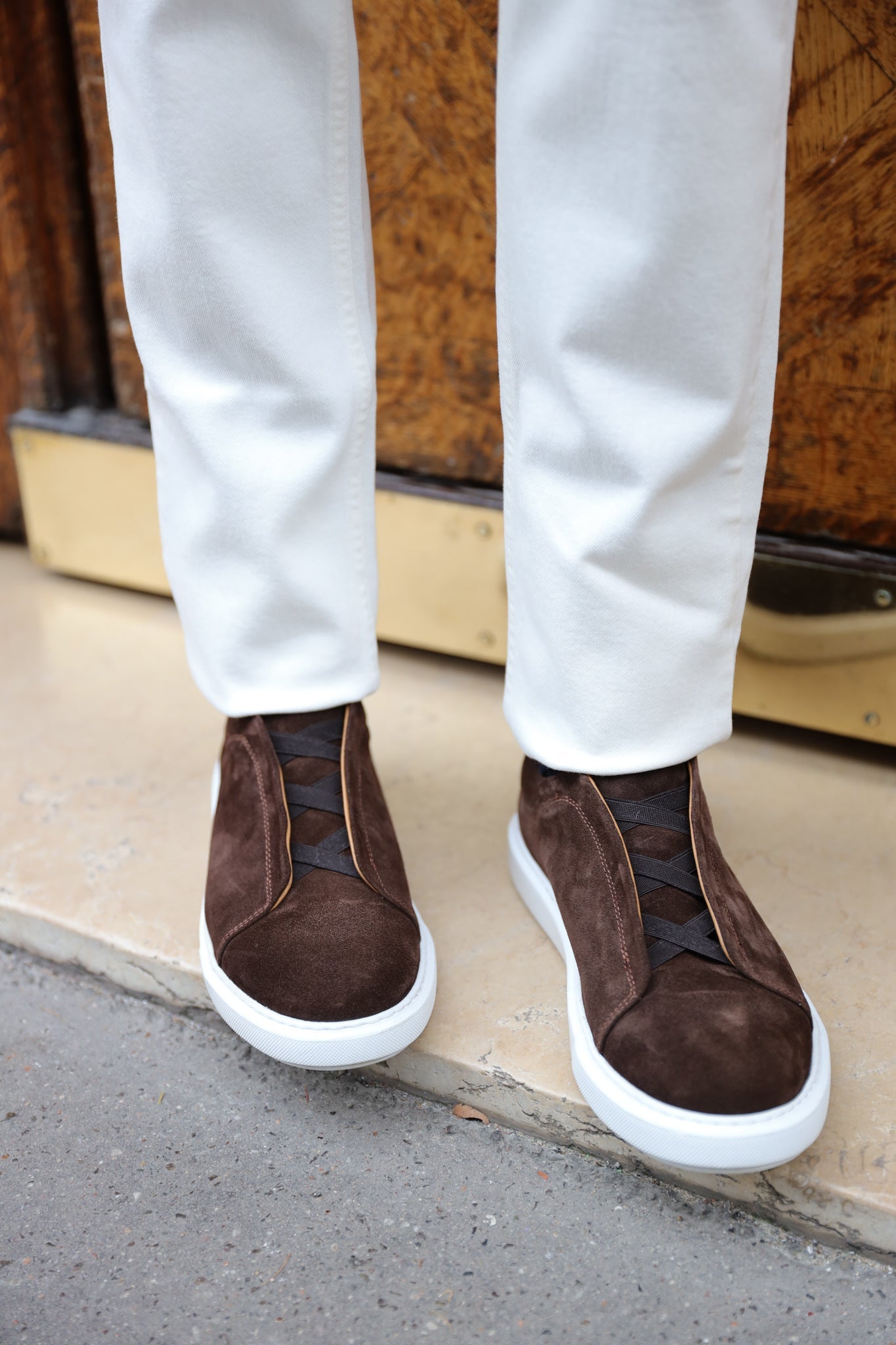 Basket Lugano en nubuck - Marron-CHAUSSURES HOMME-Curling-Paris