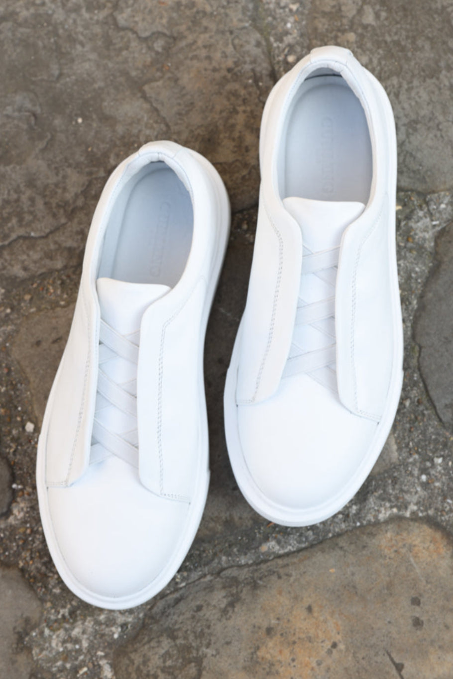 Baskets Lugano en cuir - Blanc-CHAUSSURES HOMME-Curling-Paris