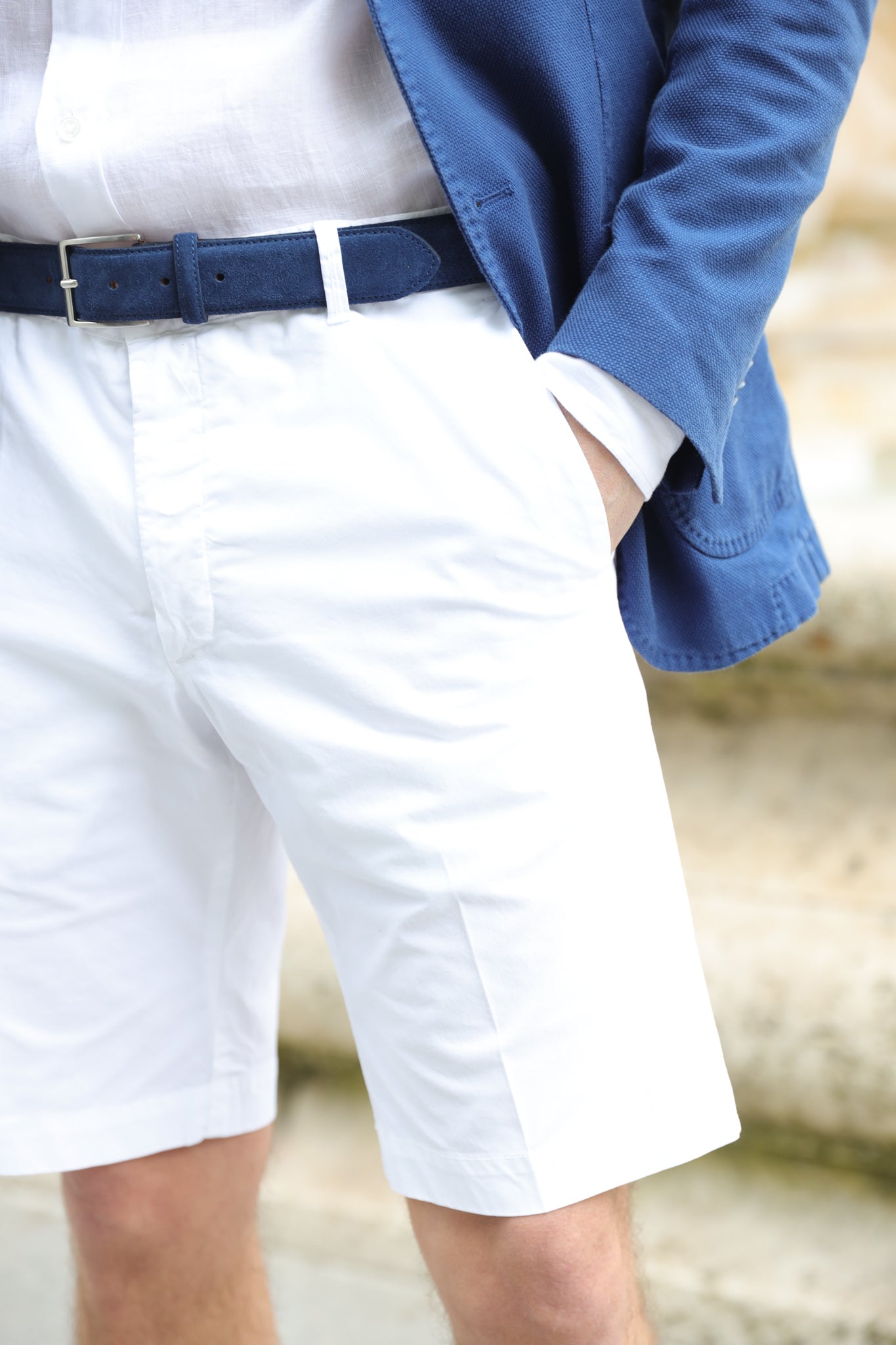 Bemuda Benji en coton stretch - Blanc-BERMUDAS HOMME-Curling-Paris