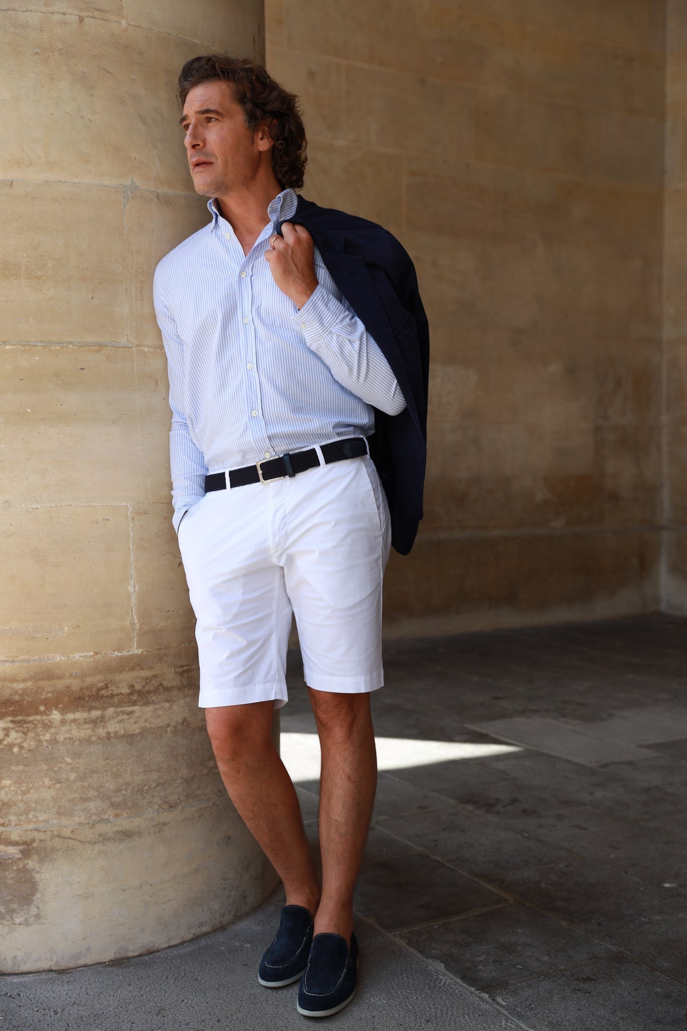 Bemuda Benji en coton stretch - Blanc-BERMUDAS HOMME-Curling-Paris