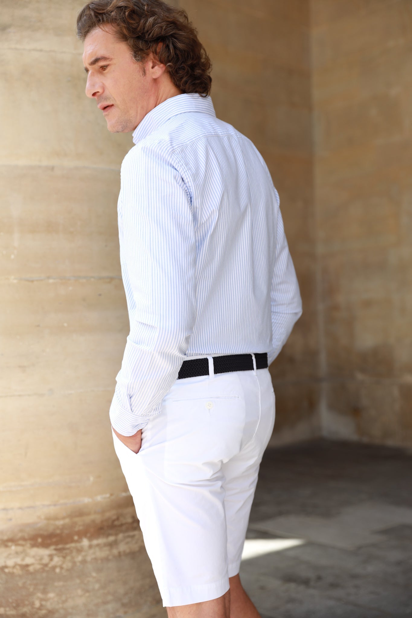 Bemuda Benji en coton stretch - Blanc-BERMUDAS HOMME-Curling-Paris