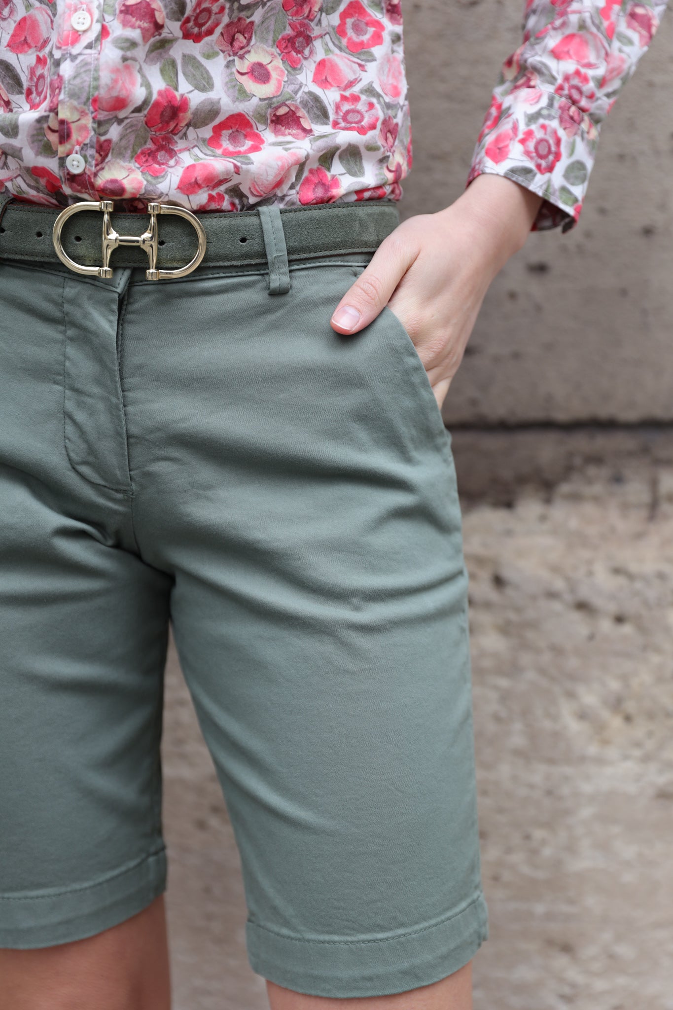 Bermuda Bambi en coton stretch - Kaki-BERMUDAS FEMME-Curling-Paris