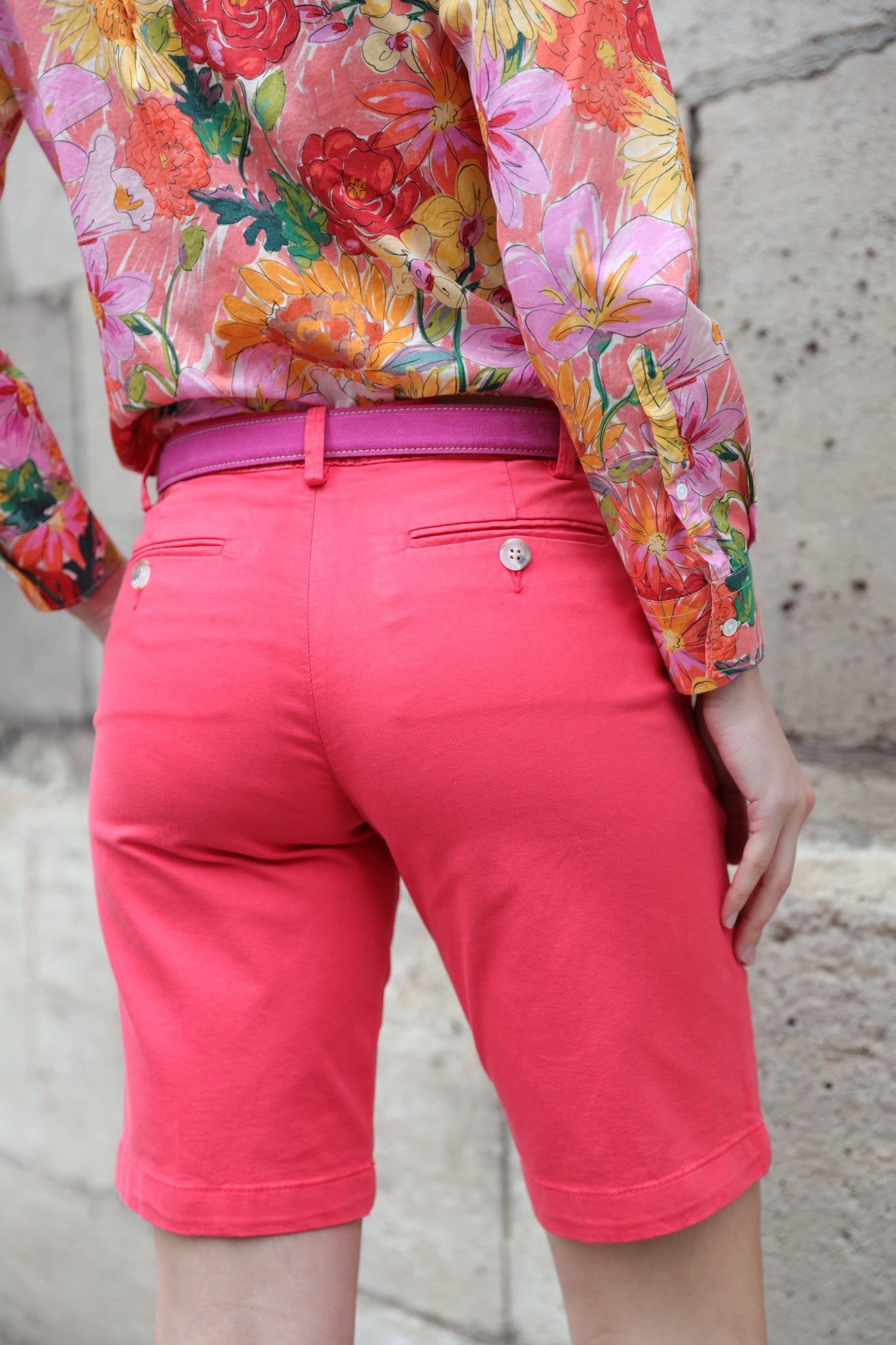 Bermuda Bambi en coton stretch - Rouge-BERMUDAS FEMME-Curling-Paris