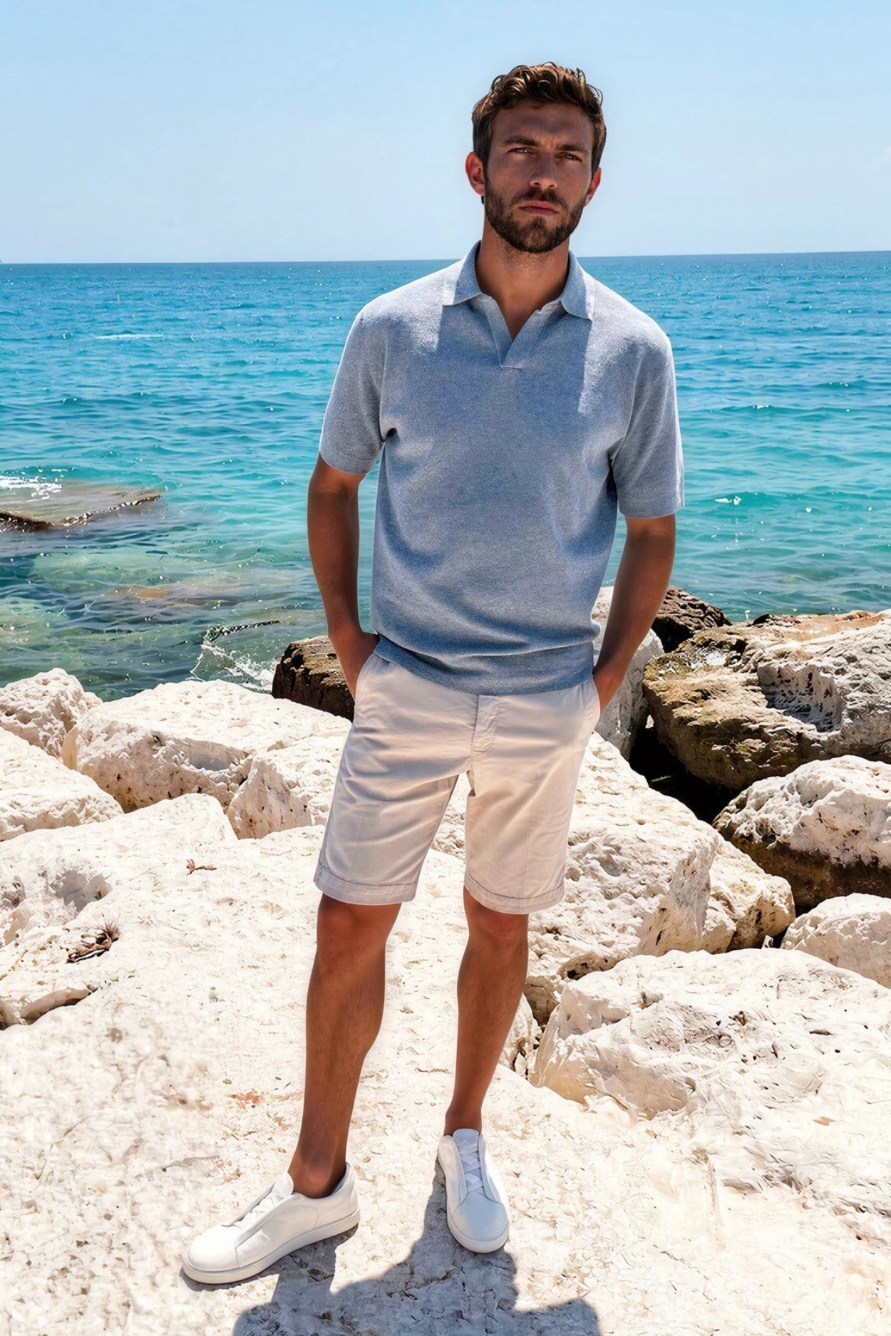 Bermuda Benji en coton pima stretch - Gris acier-BERMUDAS HOMME-Curling-Paris