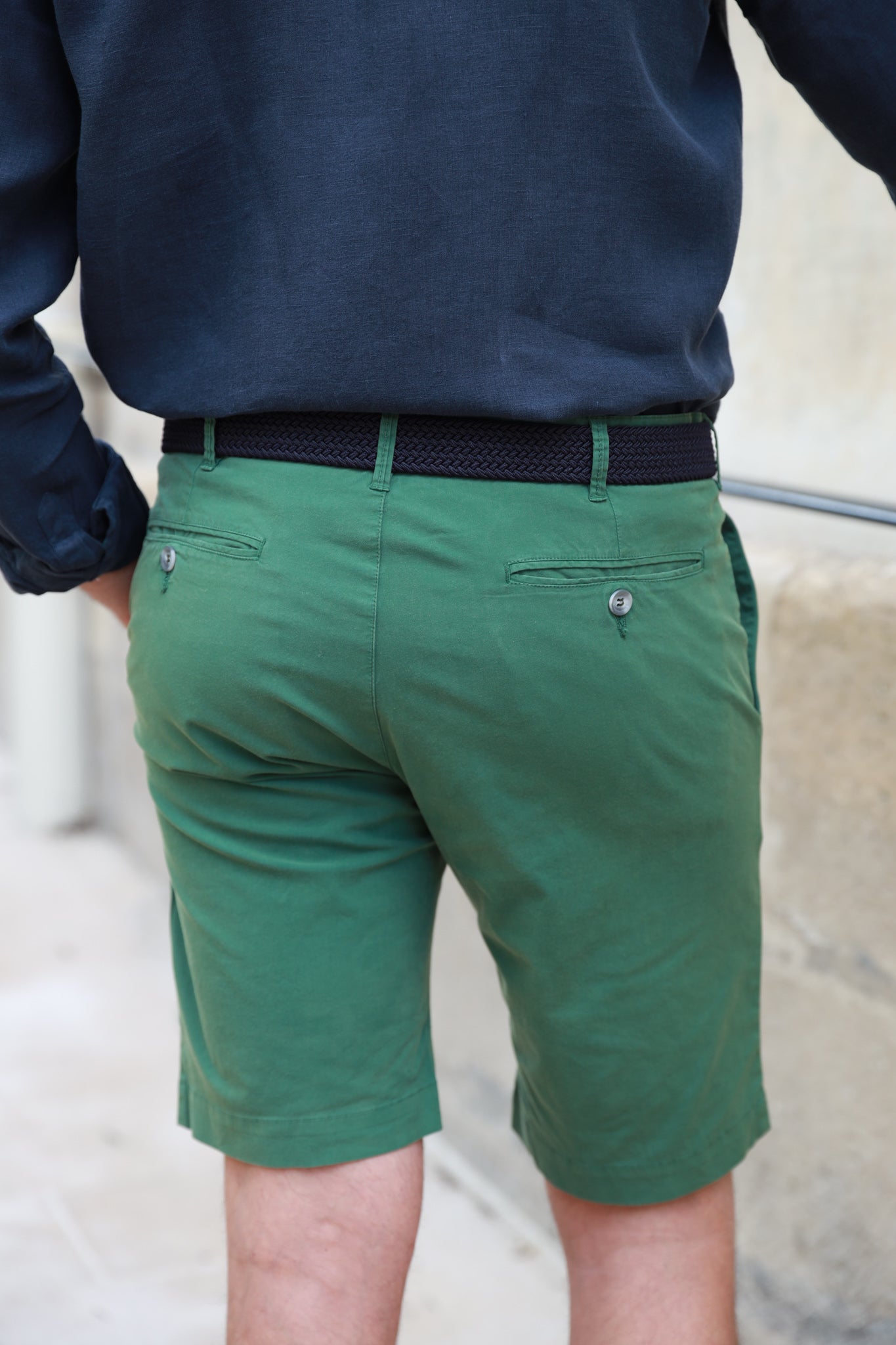 Bermuda Benji en coton stretch - Vert-BERMUDAS HOMME-Curling-Paris