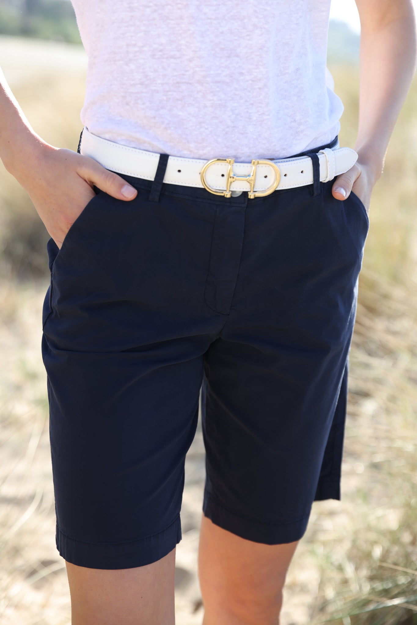 Bermuda Billie en popeline de coton stretch - Marine-BERMUDAS FEMME-Curling-Paris
