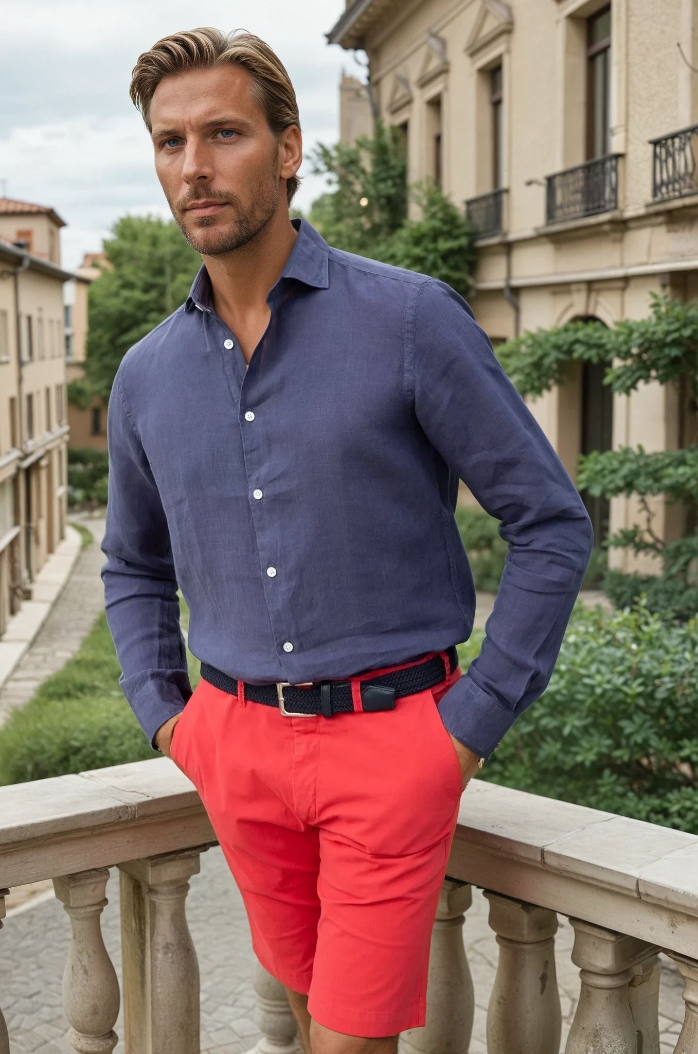 Bermuda Benji en coton - Rouge