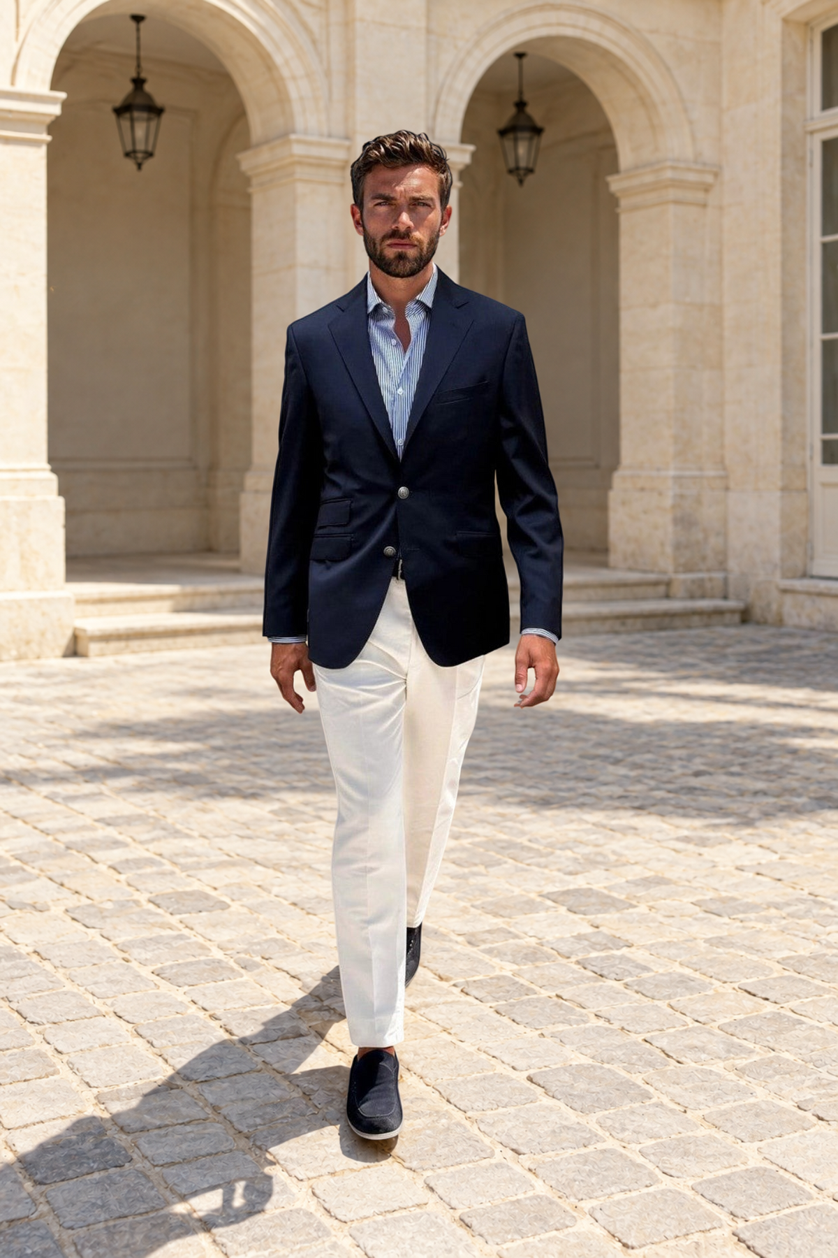 Blazer en laine Super 110'S - Marine-VESTE BLAZER HOMME-Curling-Paris