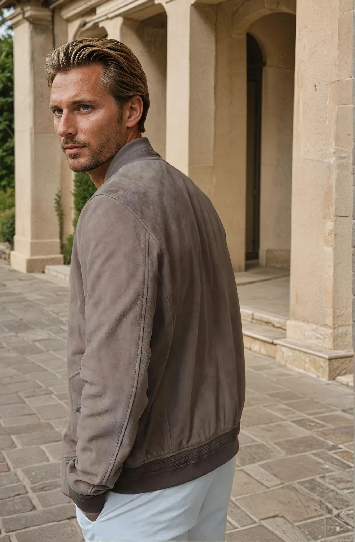 Blouson Liam en cuir de chèvre - Taupe-MANTEAU HOMME-Curling-Paris