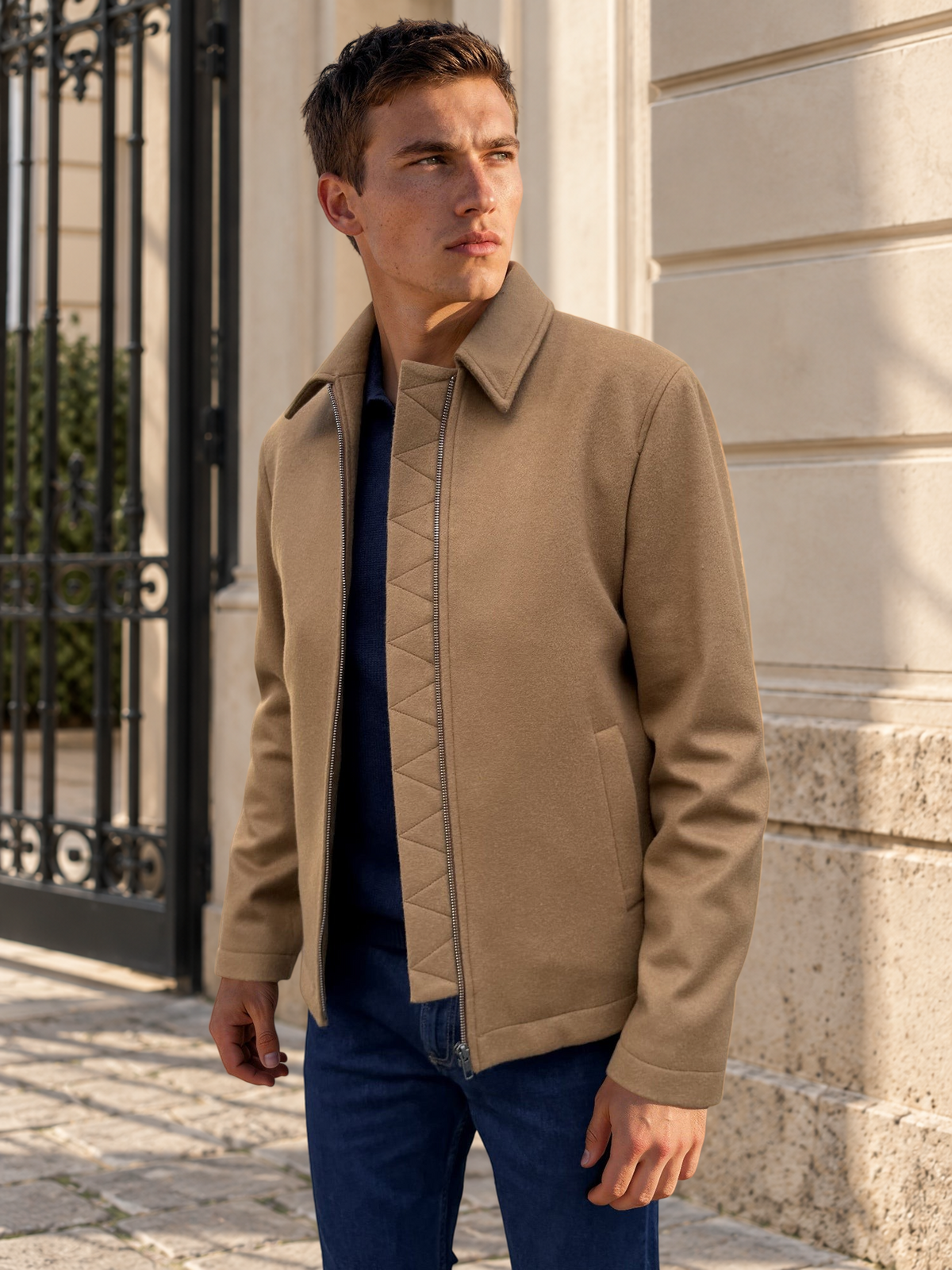 Blouson Noé en laine et cachemire – Camel-BLOUSON-Curling-Paris