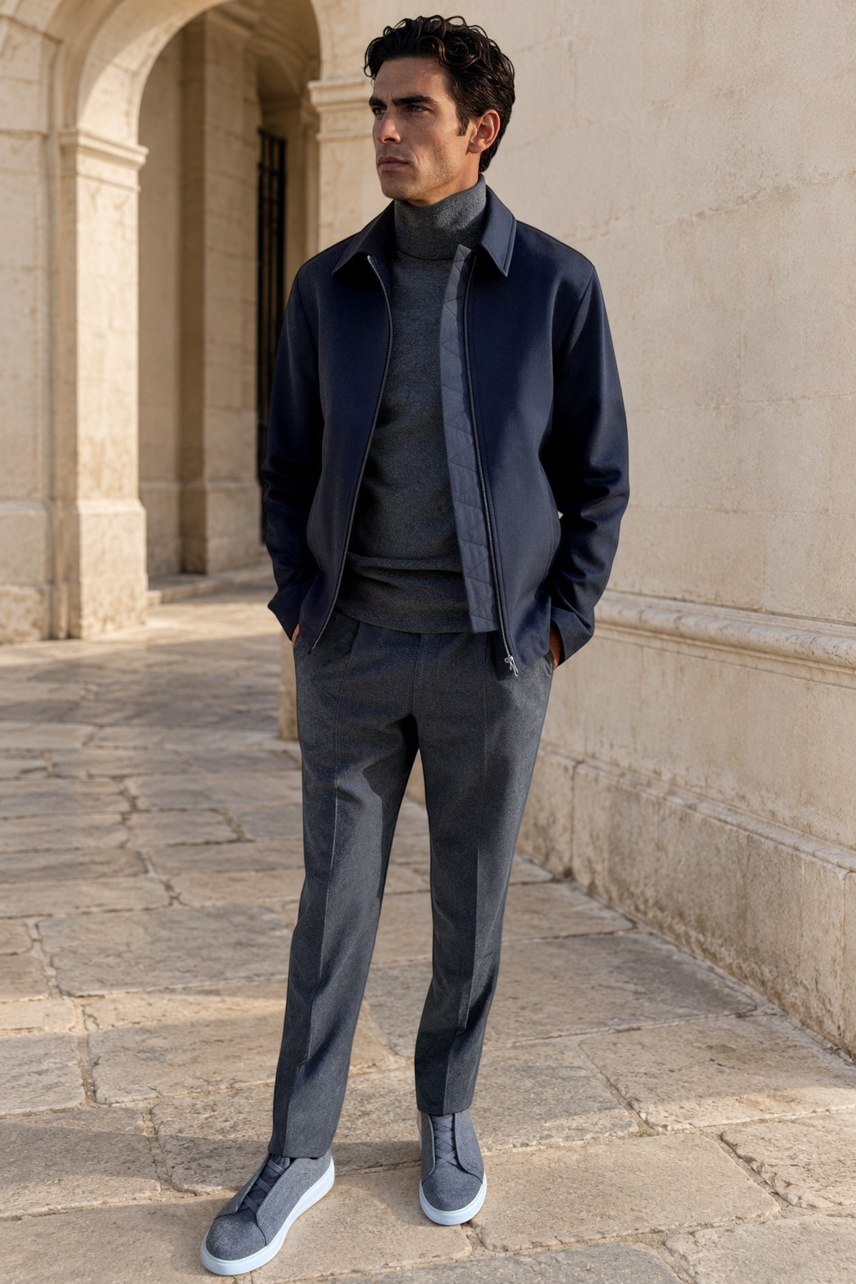 Blouson Noé en laine et cachemire – Marine-BLOUSON-Curling-Paris
