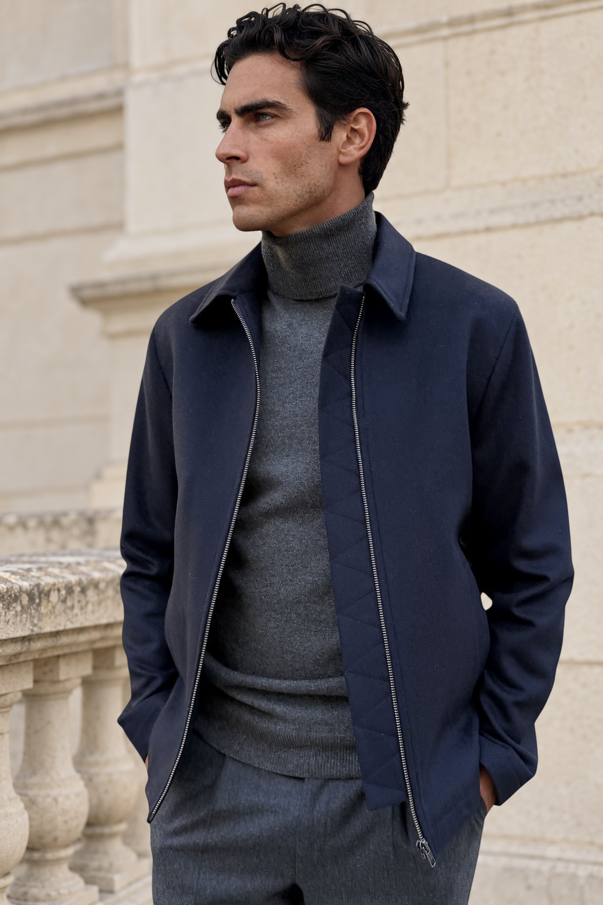 Blouson Noé en laine et cachemire – Marine-BLOUSON-Curling-Paris