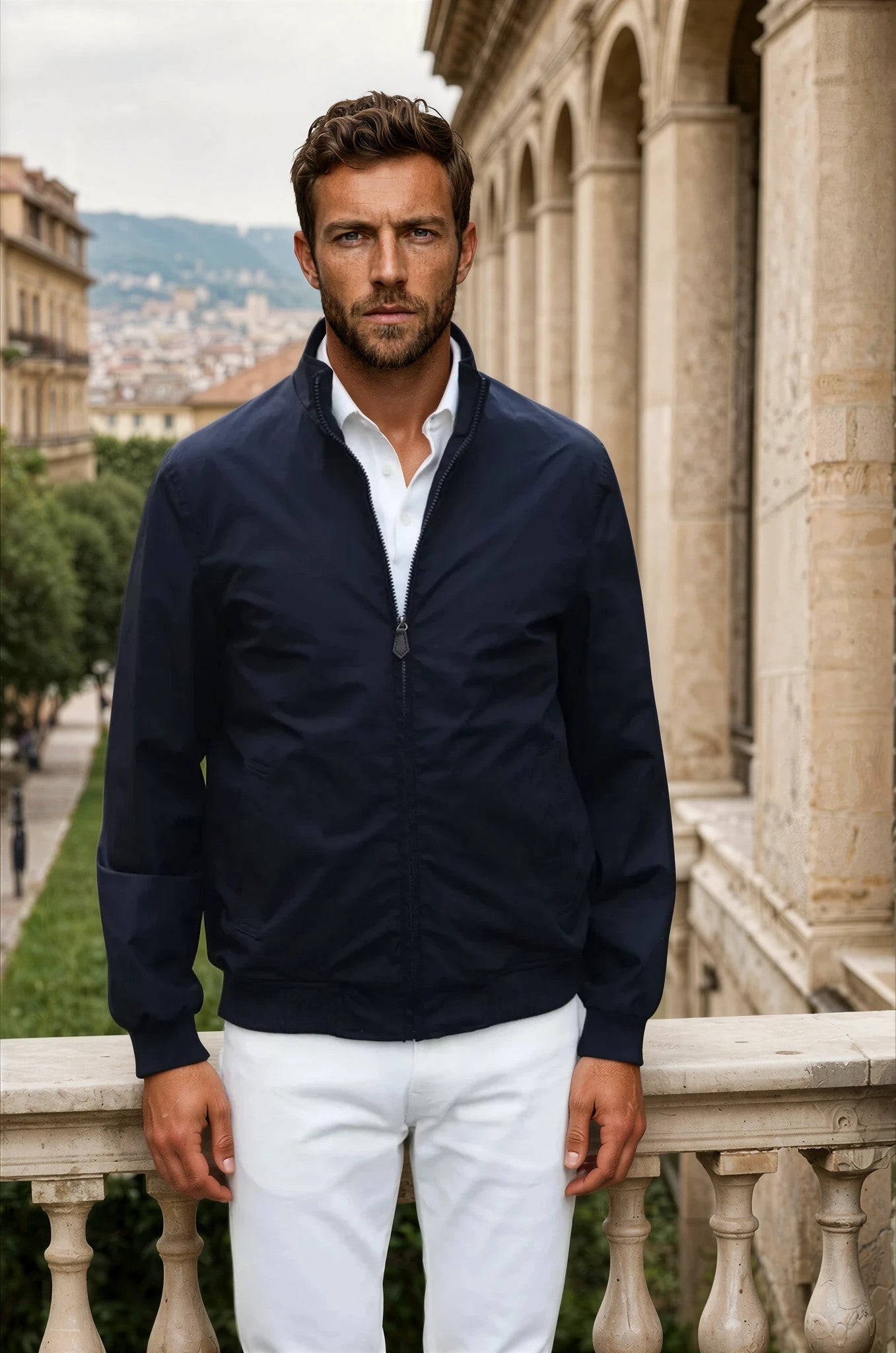 Blouson Oliver en coton technique - Marine-MANTEAU HOMME-Curling-Paris