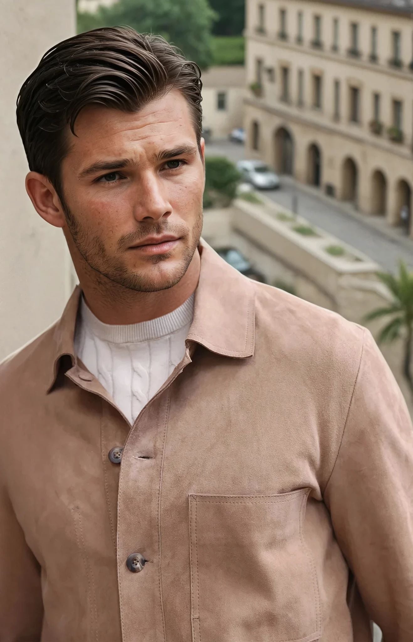 Blouson en peau Jimmy chèvre velours - Kaki-MANTEAU HOMME-Curling-Paris