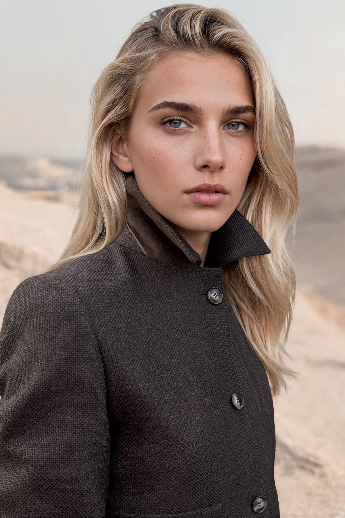 Veste Ysee en laine vierge nattée - Marron