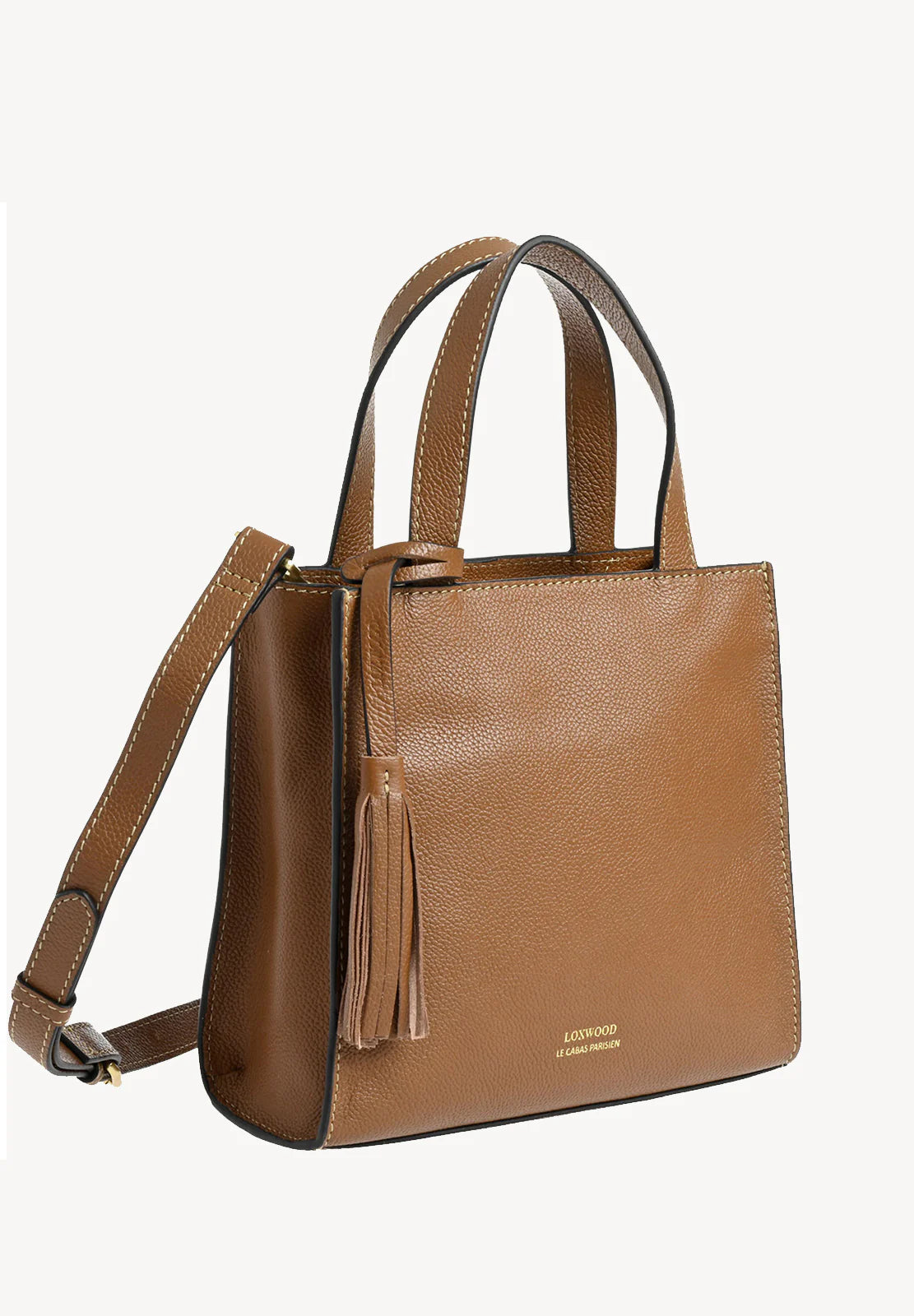 Cabas Simone en cuir grainé avec bandoulière - Brandy-SAC FEMME-Curling-Paris