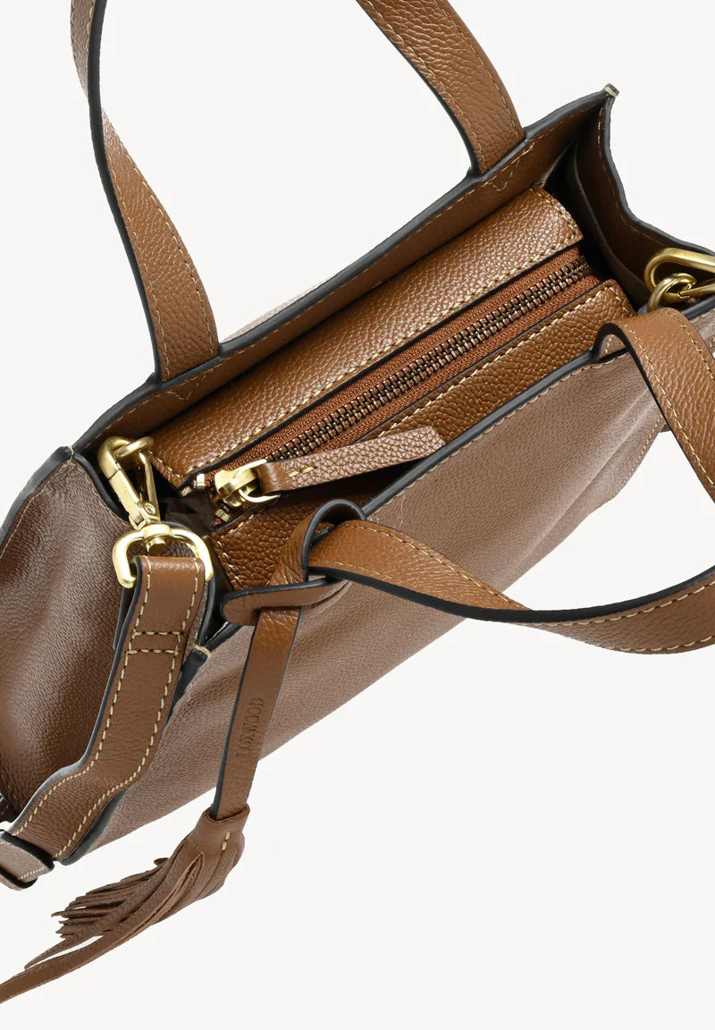 Cabas Simone en cuir grainé avec bandoulière - Brandy-SAC FEMME-Curling-Paris