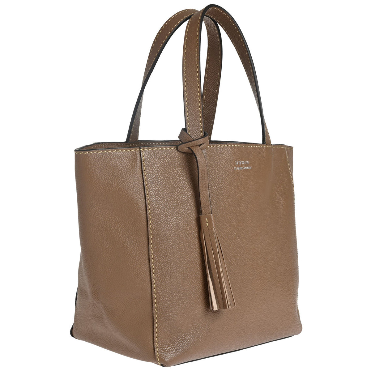 Cabas parisien Loxwood en cuir grainé - Taupe-SAC FEMME-Curling-Paris