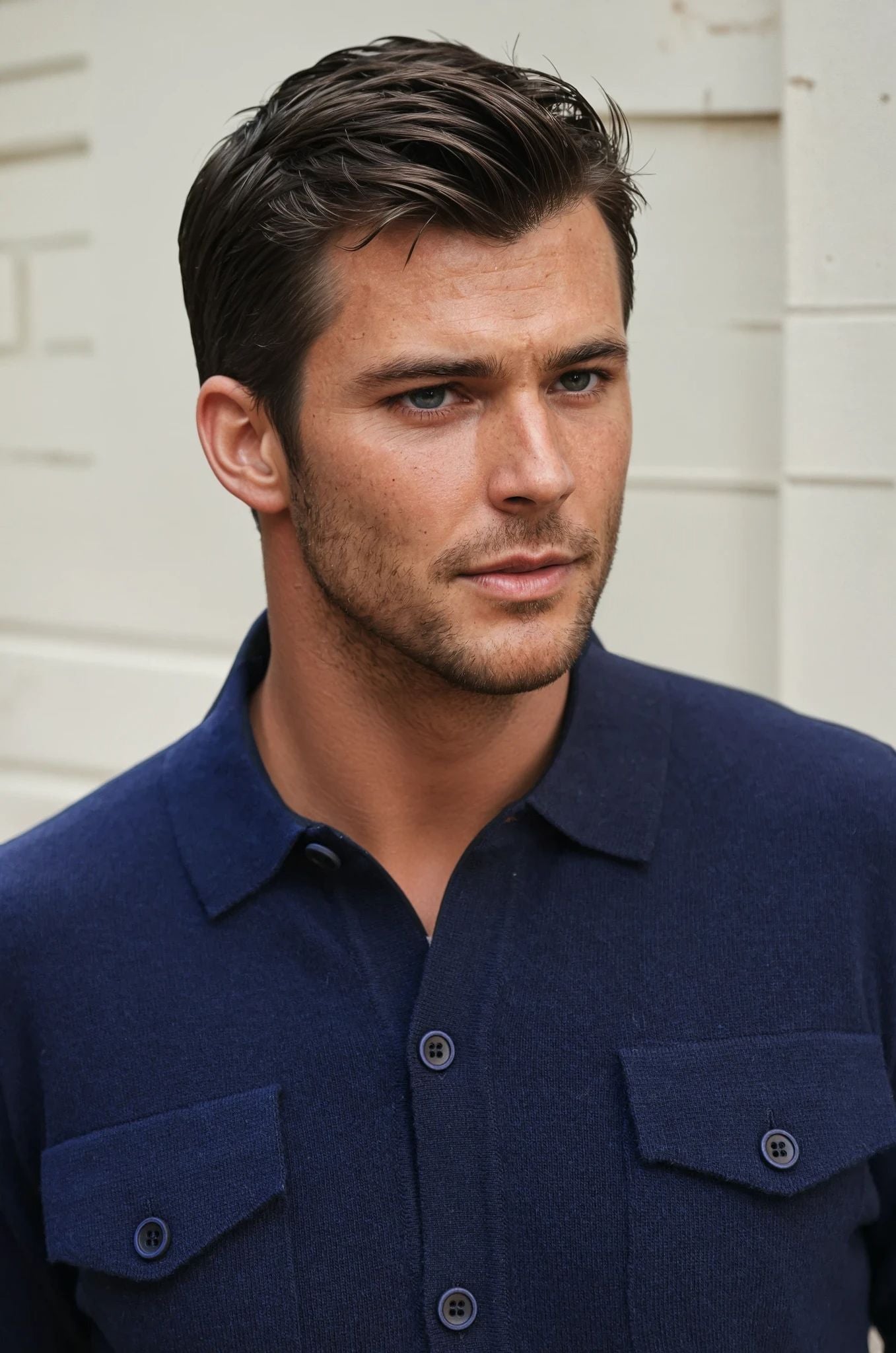 Cardigan Franco en laine et cachemire - Marine-PULL HOMME-Curling-Paris