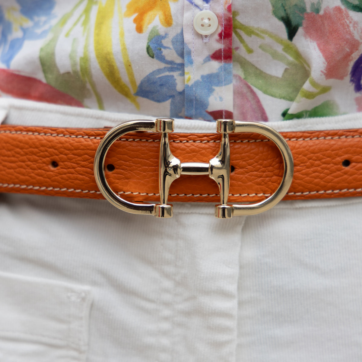 Ceinture En Cuir épais Mongolie - Couleur Fauve/beige, Estampille, Taille 106 Cm, Réglable, Neuve Sans étiquette