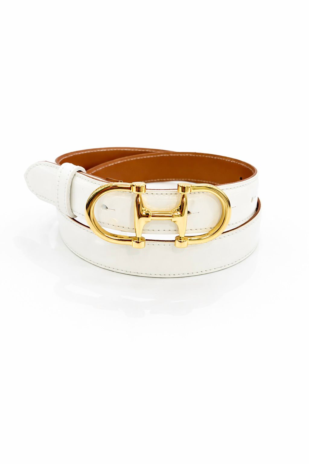 Ceinture Ambre en cuir lisse - Blanc-CEINTURE FEMME-Curling-Paris