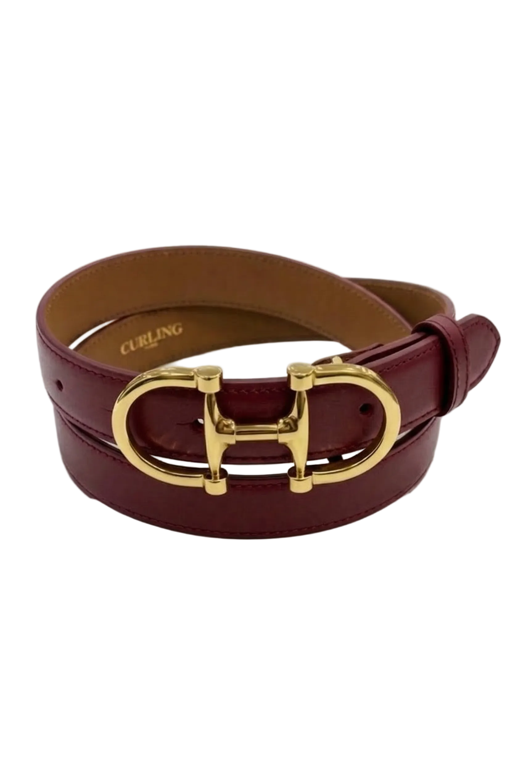 Ceinture Ambre en cuir lisse - Bordeaux-CEINTURE FEMME-Curling-Paris