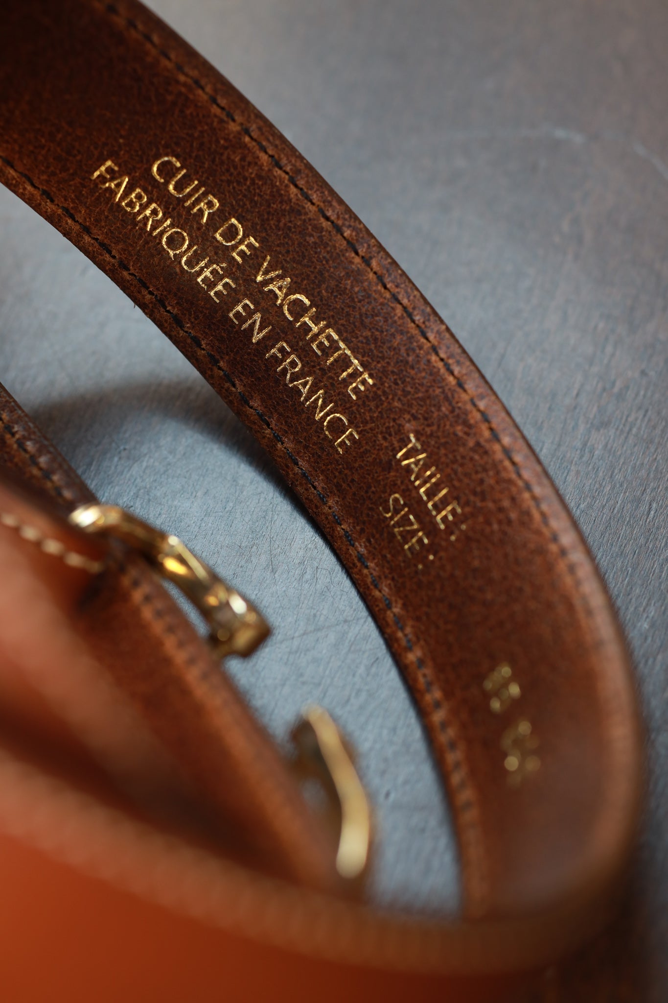 Ceinture Ambre en cuir lisse - Cognac-CEINTURE FEMME-Curling-Paris