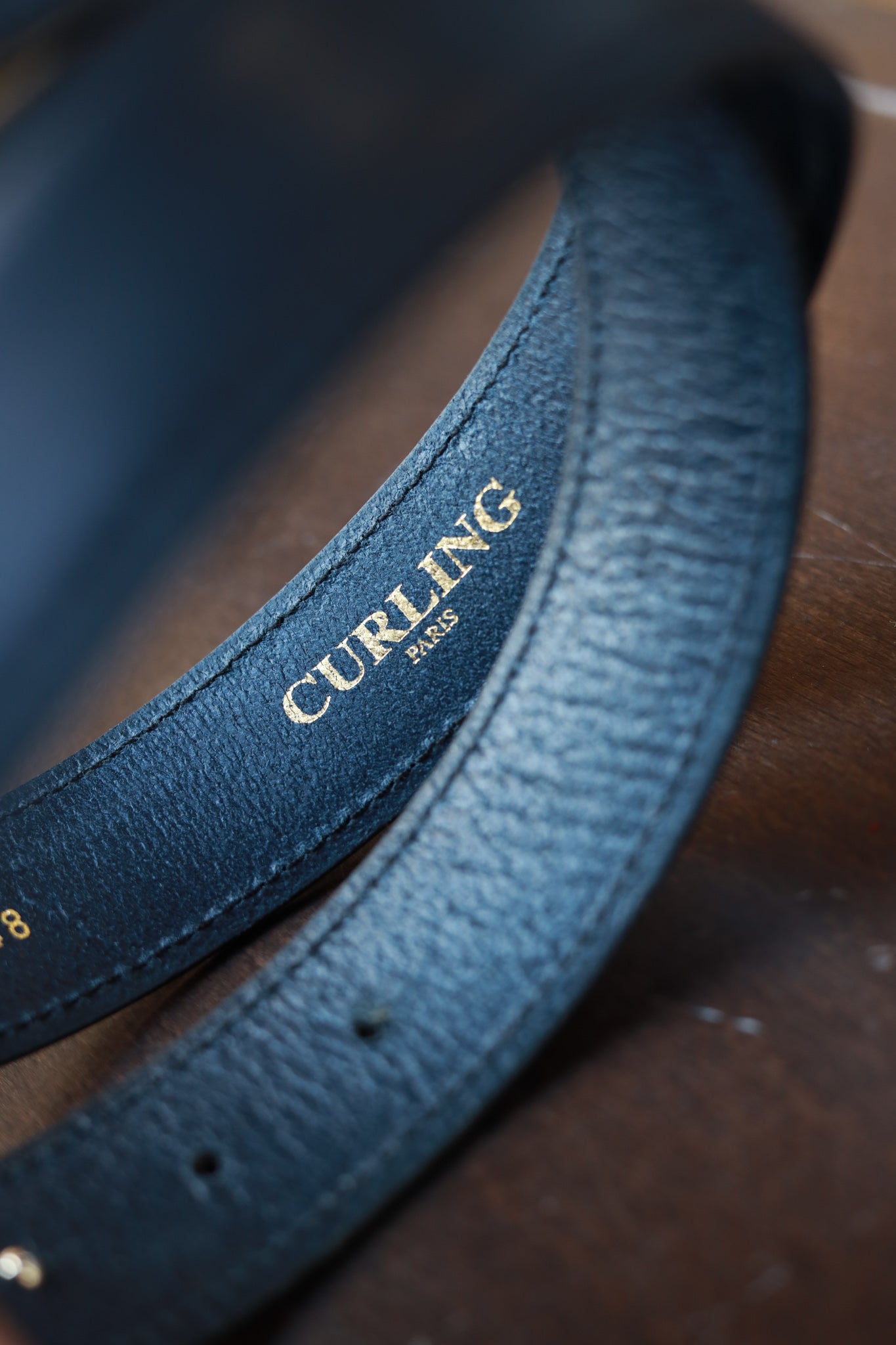 Ceinture Ambre en cuir lisse - Marine-CEINTURE FEMME-Curling-Paris