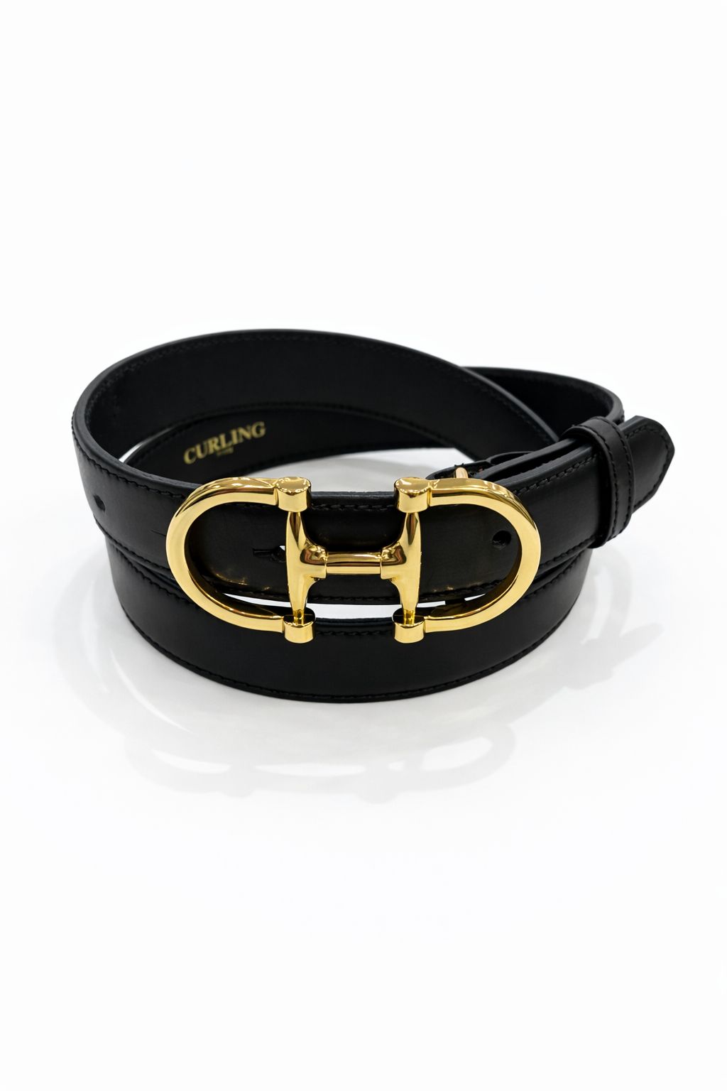 Ceinture Ambre en cuir lisse - Noir-CEINTURE FEMME-Curling-Paris