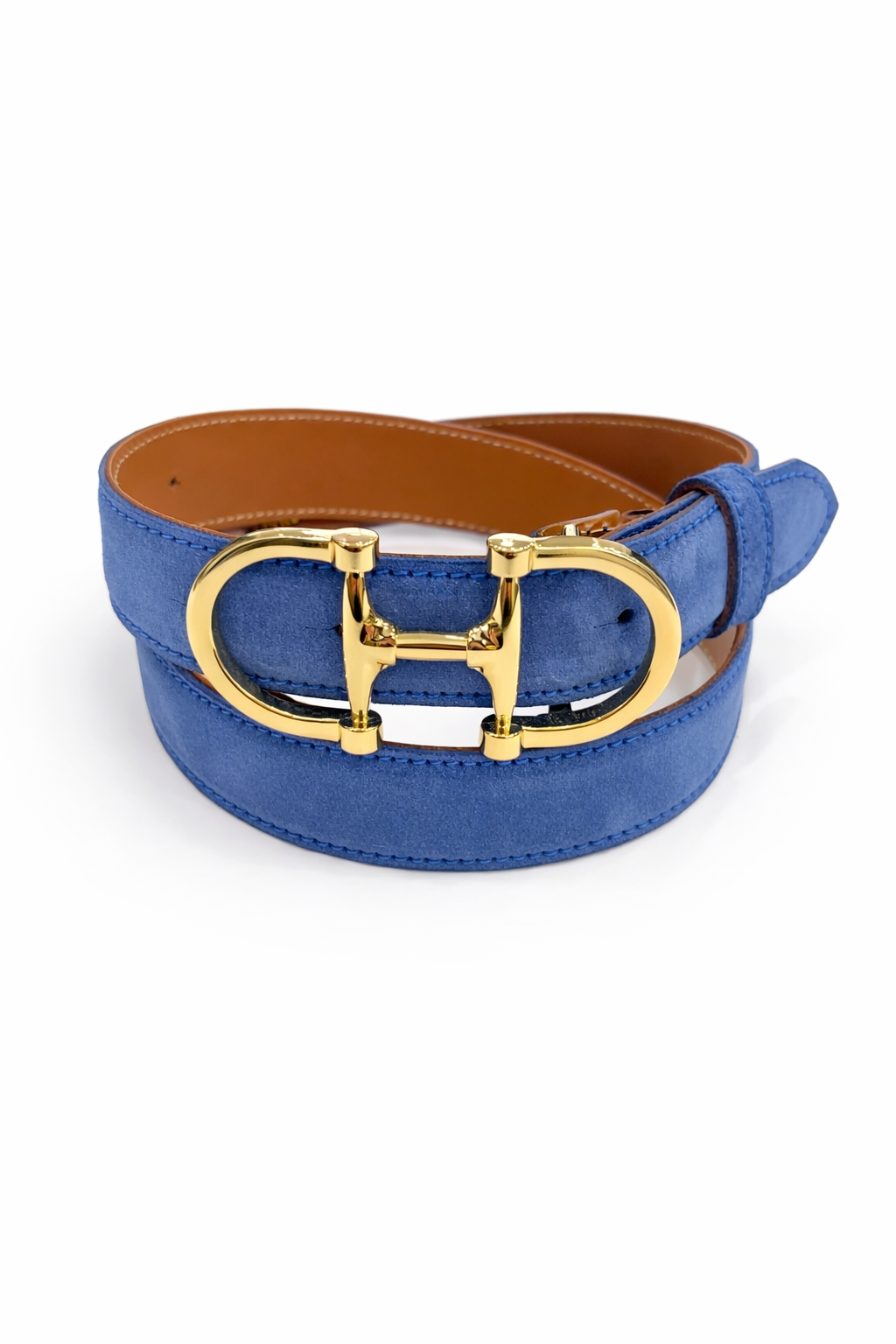 Ceinture Ambre en veau velours - Bleu Limoges-CEINTURE FEMME-Curling-Paris
