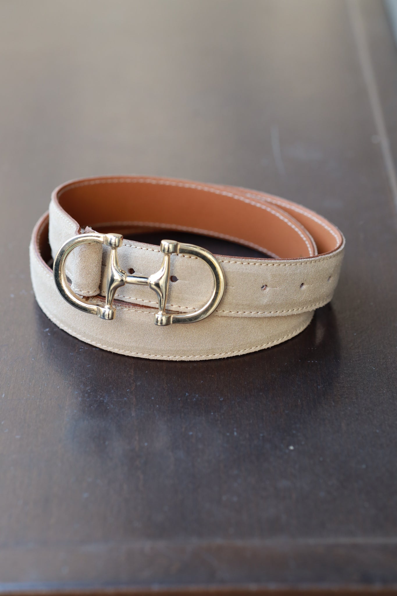 Ceinture Ambre en veau velours - Capuccino-CEINTURE FEMME-Curling-Paris