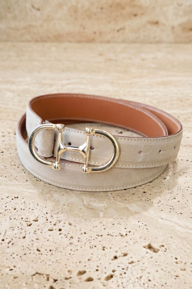 Ceinture Ambre en veau velours - Capuccino-CEINTURE FEMME-Curling-Paris
