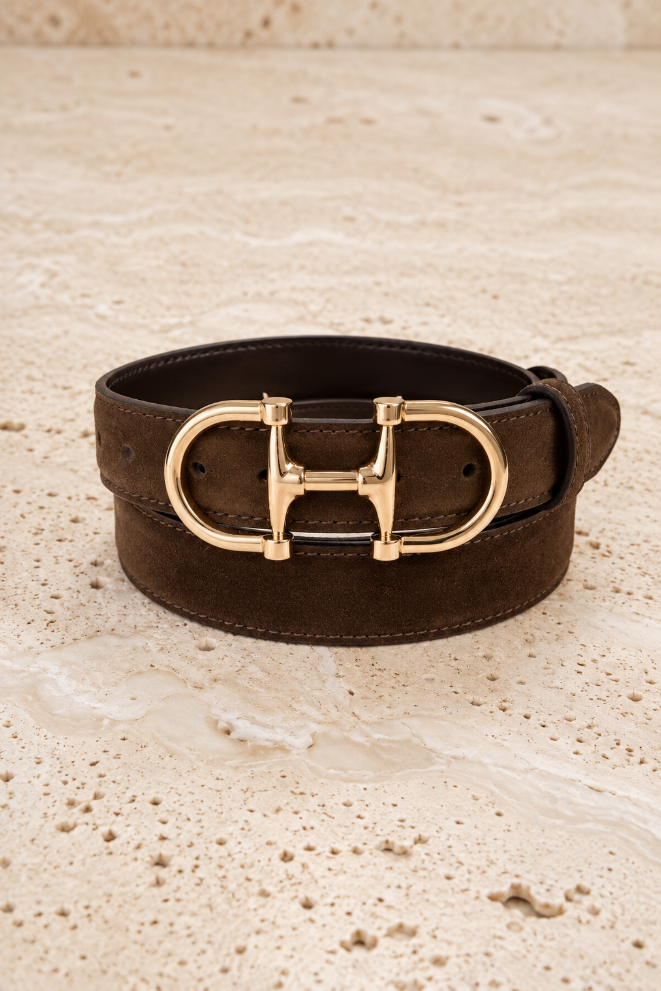 Ceinture Ambre en veau velours - Chocolat-CEINTURE FEMME-Curling-Paris