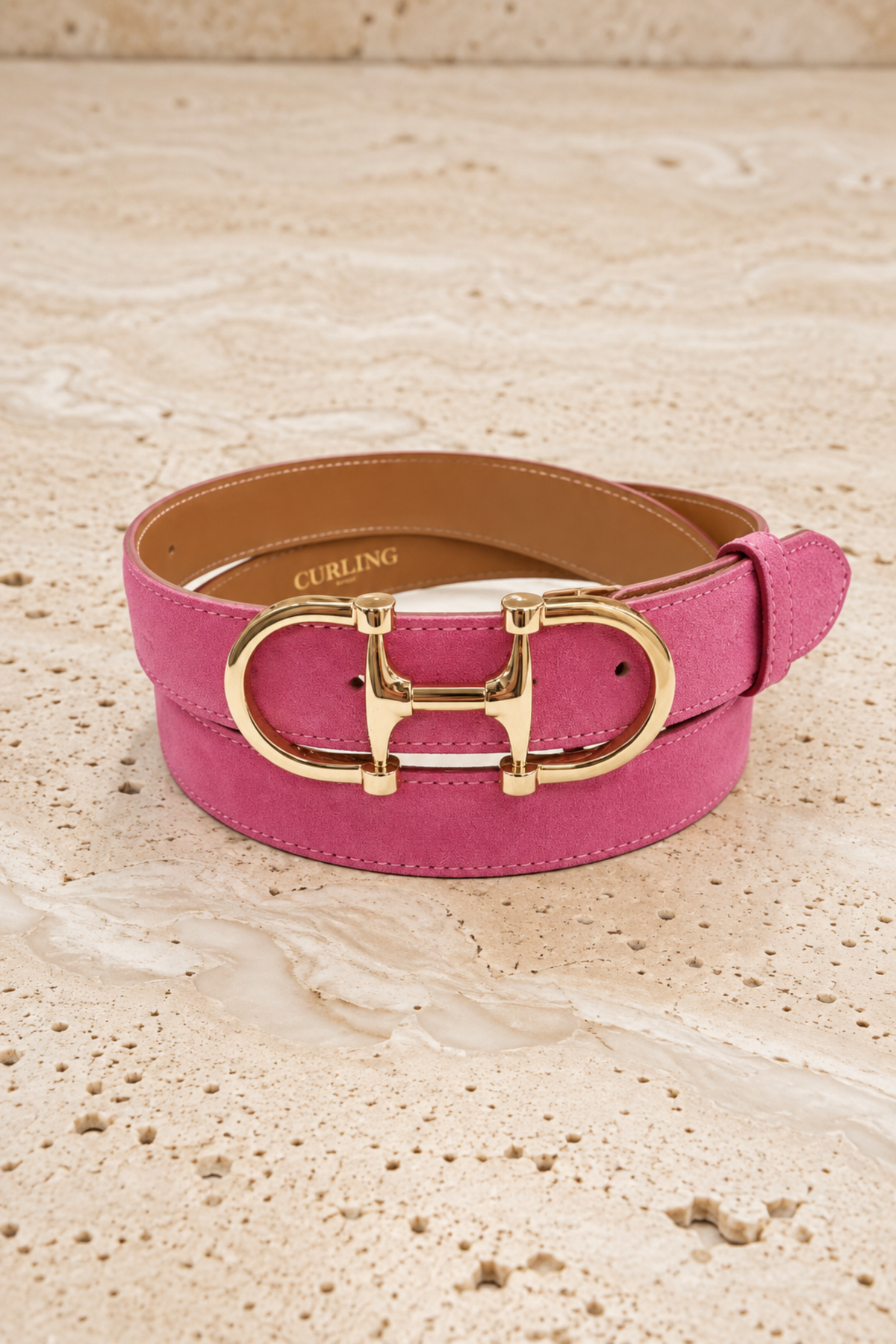 Ceinture Ambre en veau velours - Fuschia-CEINTURE FEMME-Curling-Paris