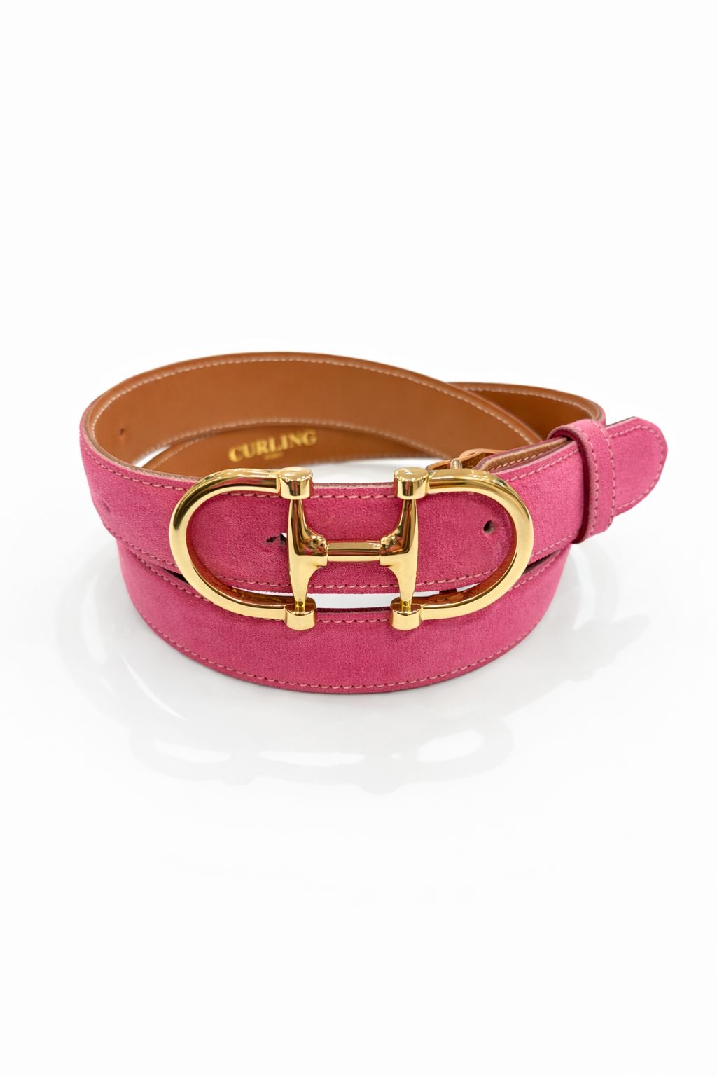 Ceinture Ambre en veau velours - Fuschia-CEINTURE FEMME-Curling-Paris