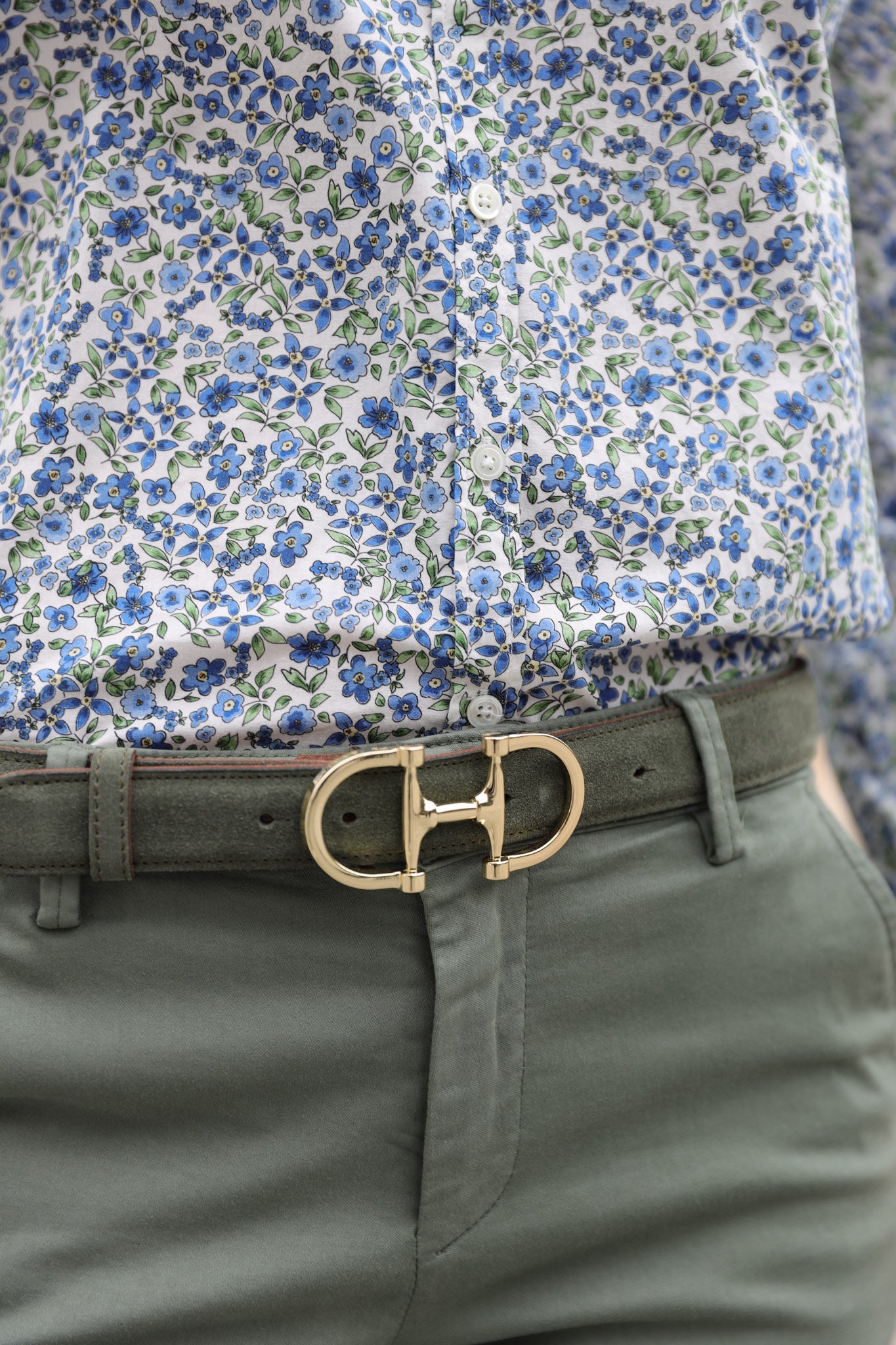 Ceinture Ambre en veau velours - Kaki-CEINTURE FEMME-Curling-Paris