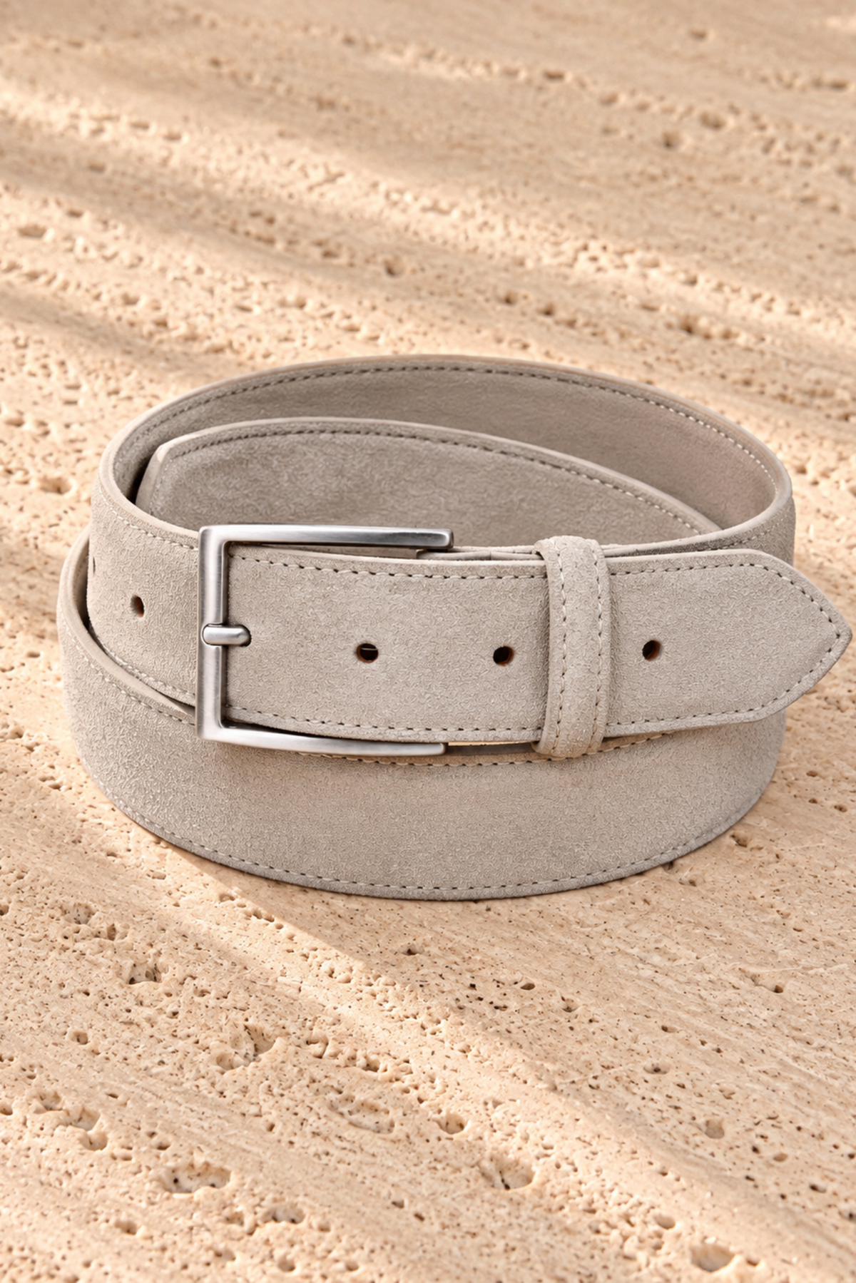 Ceinture César en croûte de velours - Beige-CEINTURES HOMME-Curling-Paris