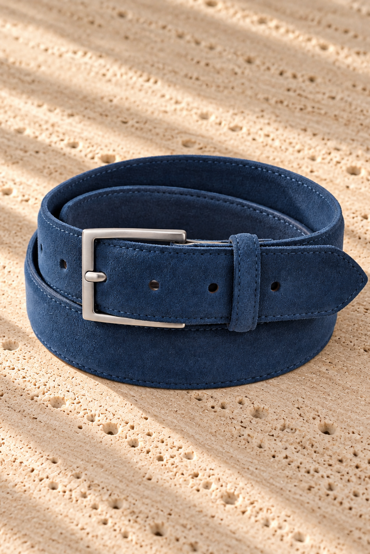 Ceinture César en croûte de velours - Bleu-CEINTURES HOMME-Curling-Paris