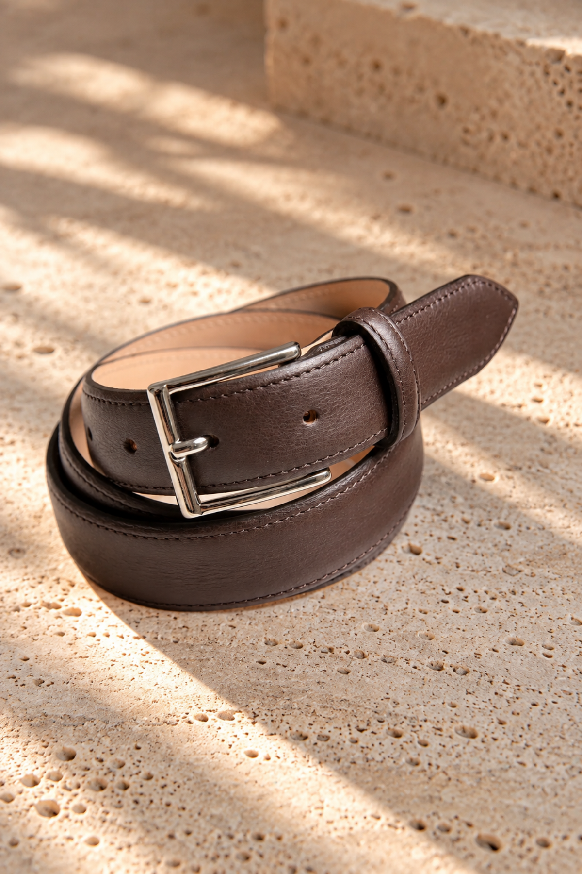 Ceinture Cesar en cuir - Marron-CEINTURES HOMME-Curling-Paris